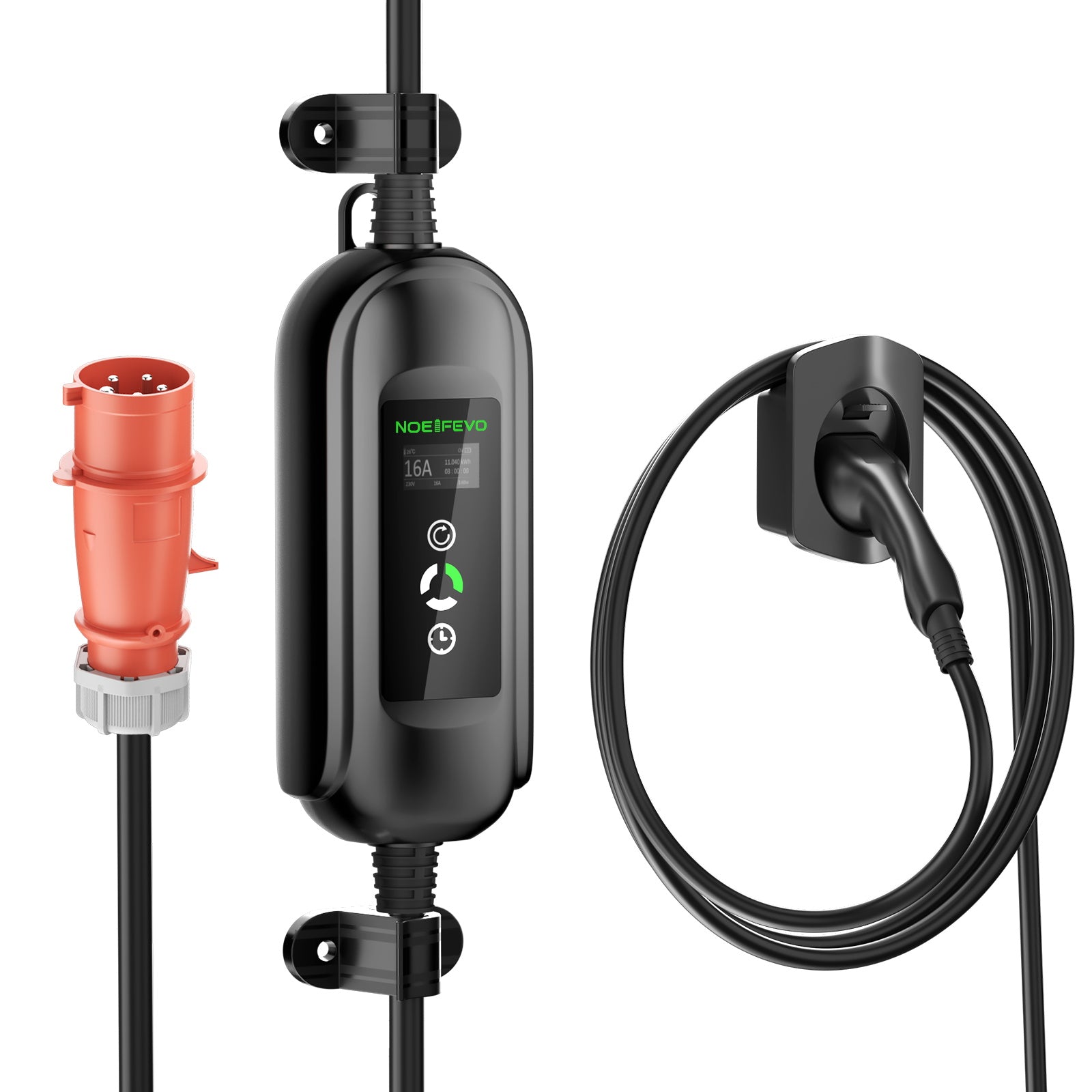 11KW EV Ladestation, 16A 3 Phase Typ 2 Mobile Ladegerät für Elektrofahrzeuge, CEE 16A Stecker, 5 Meter Kabel EVSE Wallbox