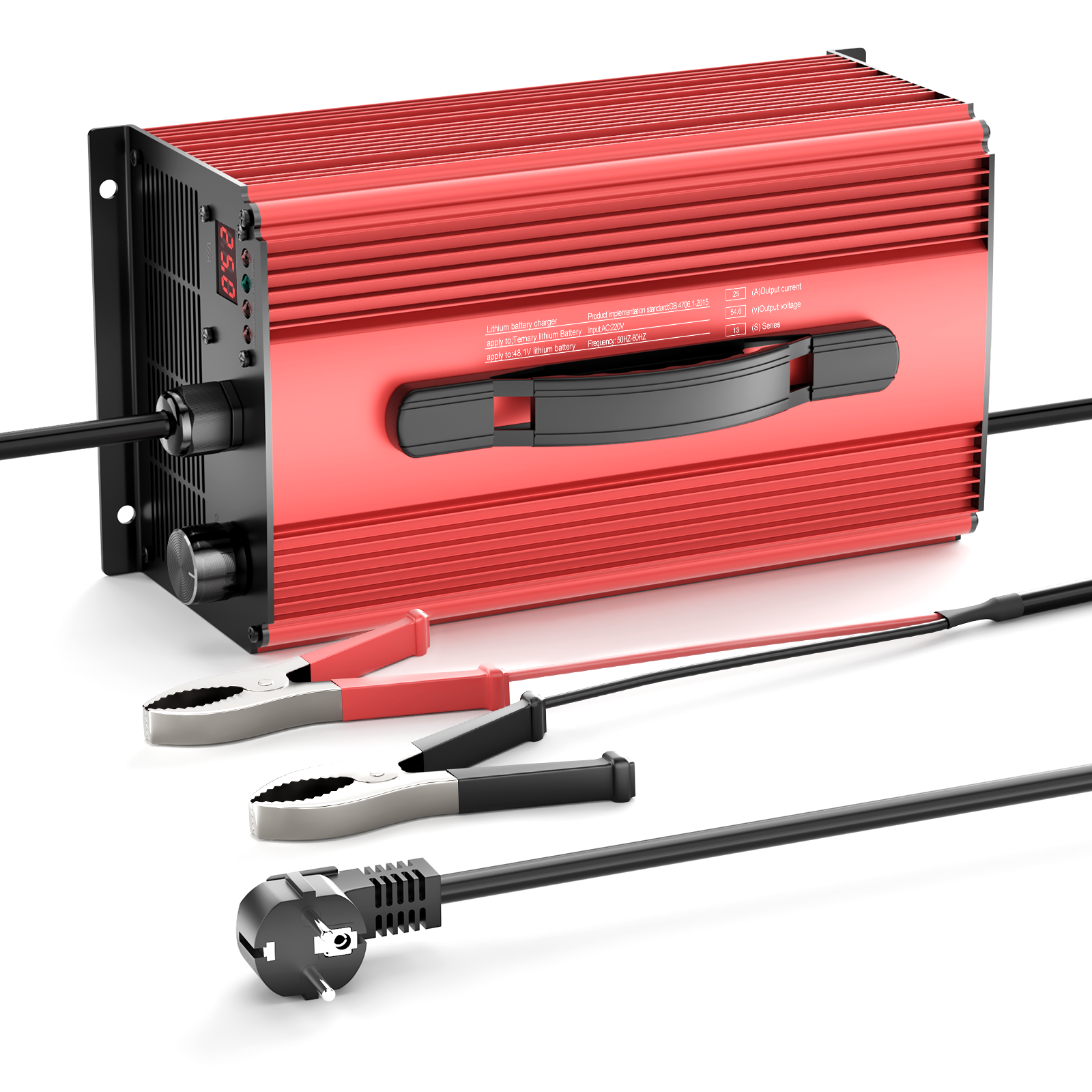 NOEIFEVO 54.6V 25A Litium-akun laturi 48.1V (48V) 13S Litium-Li-Ion-Lipo-akulle, LCD-näyttö, Säädettävä virta, Laturi E-pyörälle, Scootterille, Sähkömoottoripyörälle