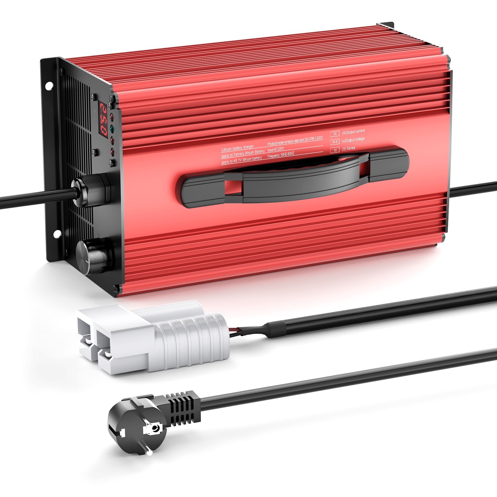 NOEIFEVO 54.6V 25A Litium-akun laturi 48.1V (48V) 13S Litium-Li-Ion-Lipo-akulle, LCD-näyttö, Säädettävä virta, Laturi E-pyörälle, Scootterille, Sähkömoottoripyörälle