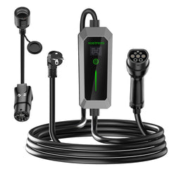 NOEIFEVO F072 3,68 kW Typ 2 Mobile Wallbox mit Reiseadapter, EV-Ladegerät mit Haushalts-Schukostecker für Elektrofahrzeuge, 6 A bis 16 A einstellbarer Strom, 6 m/11 m Typ 2 Stecker auf Typ 2 Buchse Ladekabel