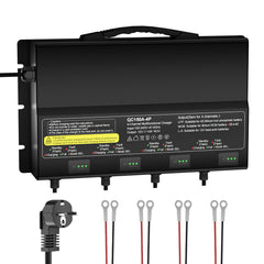 NOEIFEVO מטען סוללה אוניברסלי 12V 40A 4 בנקים (10A/בנק), מטען עמיד במים 12V LiFePO4 סוללה ליתיום-עופרת עבור קרוואן, סירה, אופנוע, מכסחת דשא, מנוע טרולינג וסוללת עופרת-חומצ