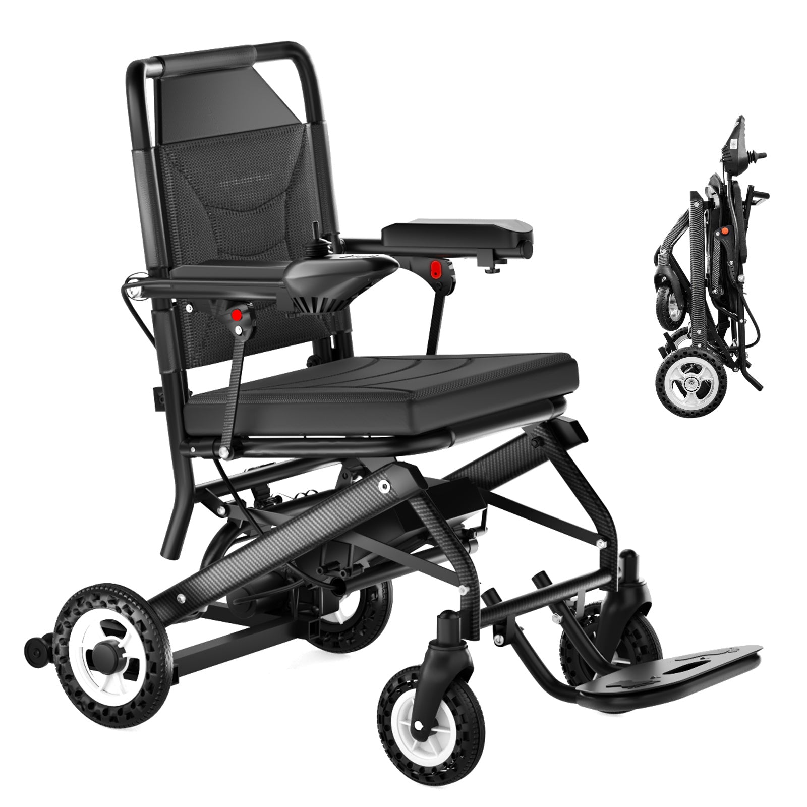 Elektrische rolstoel – 13.6kg, 300W motor, afneembare lithium-accu, elektromagnetische rem, 100kg draagvermogen, lichte elektrische opvouwbare rolstoel ideaal voor reizen & dagelijks gebruik