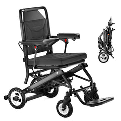 Elektrische rolstoel – 13.6kg, 300W motor, afneembare lithium-accu, elektromagnetische rem, 100kg draagvermogen, lichte elektrische opvouwbare rolstoel ideaal voor reizen & dagelijks gebruik