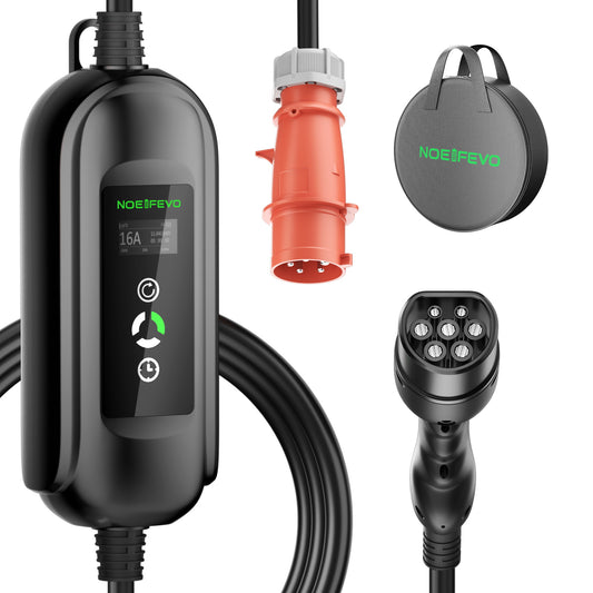 Noeifevo Typ2 Mobilní EV Wallbox, 11KW 3-fázový CEE16A Nastavitelný výkon nabíjení EV nabíječka, 5m/10m/15m EV nabíjecí kabel pro Model Y/3, ID.3/4/5, MG4, EX30, e-up, e-tron, Zoe a další EV.