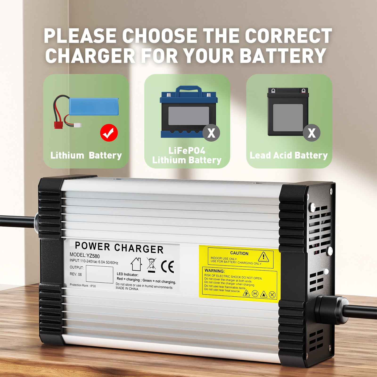 NOEIFEVO Caricabatterie Li-ion 33.6V 12A per batterie 8S 29.6V 30V, con ventola di raffreddamento e spegnimento automatico