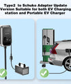 NOEIFEVO Typ 2 Stecker auf EU-Schuko-Adapter, 220 V Schuko-Steckdose für E-Bike/Roller/Elektrogerät zur Stromversorgung über EV-Ladegerät oder EV-Ladestation, Entriegelungsknopf, CP/PP