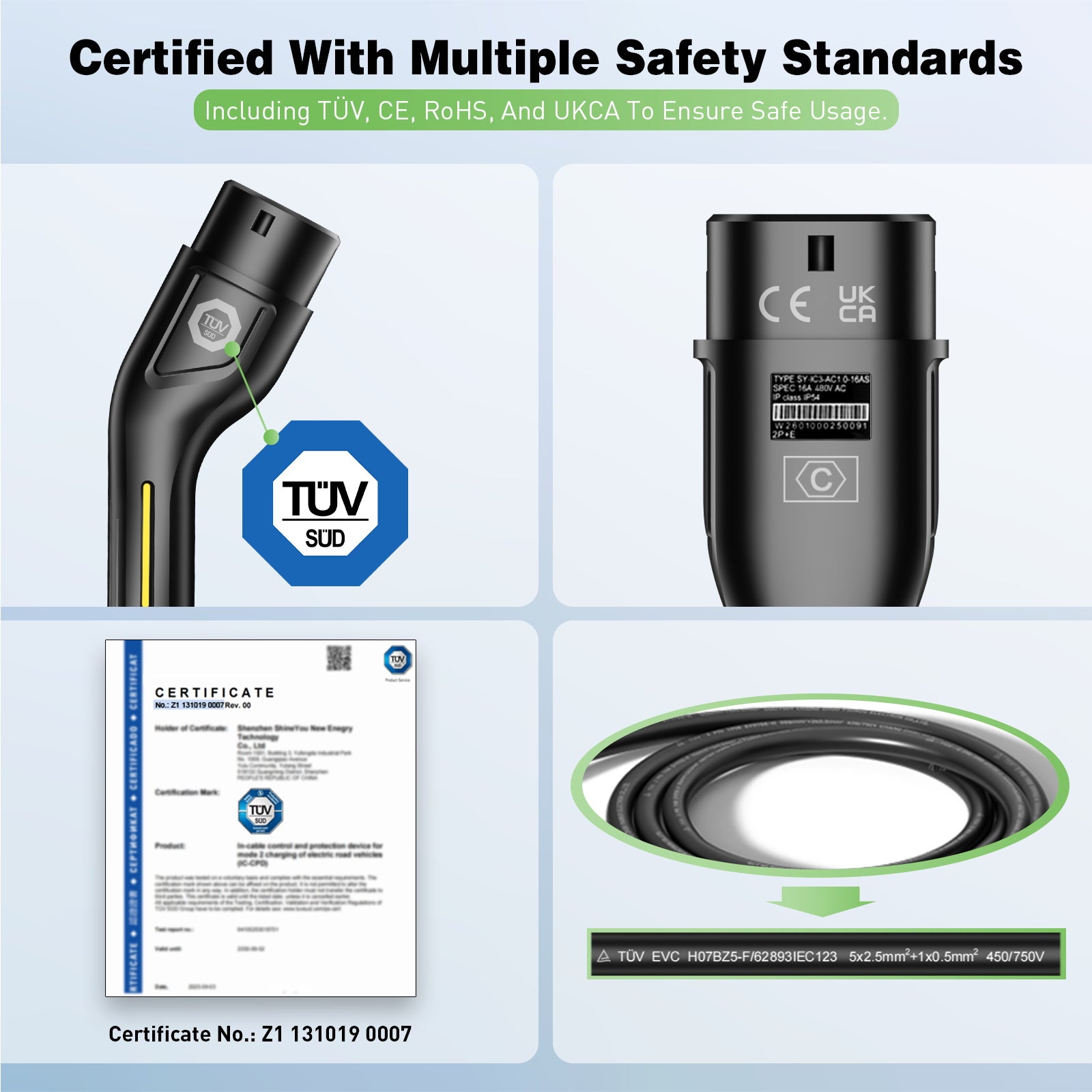 NOEIFEVO Mobile Wallbox 11kW mit APP [5m/10m | 3-phasig | 6–16 A], Ladekabel e Auto CEE-16A 400V auf Typ 2 mit Einstellbarer Ladeleistung, EV-Ladegerät für ID.3/4/5/7, IX1, Model 3/Y und andere BEV/PHEV