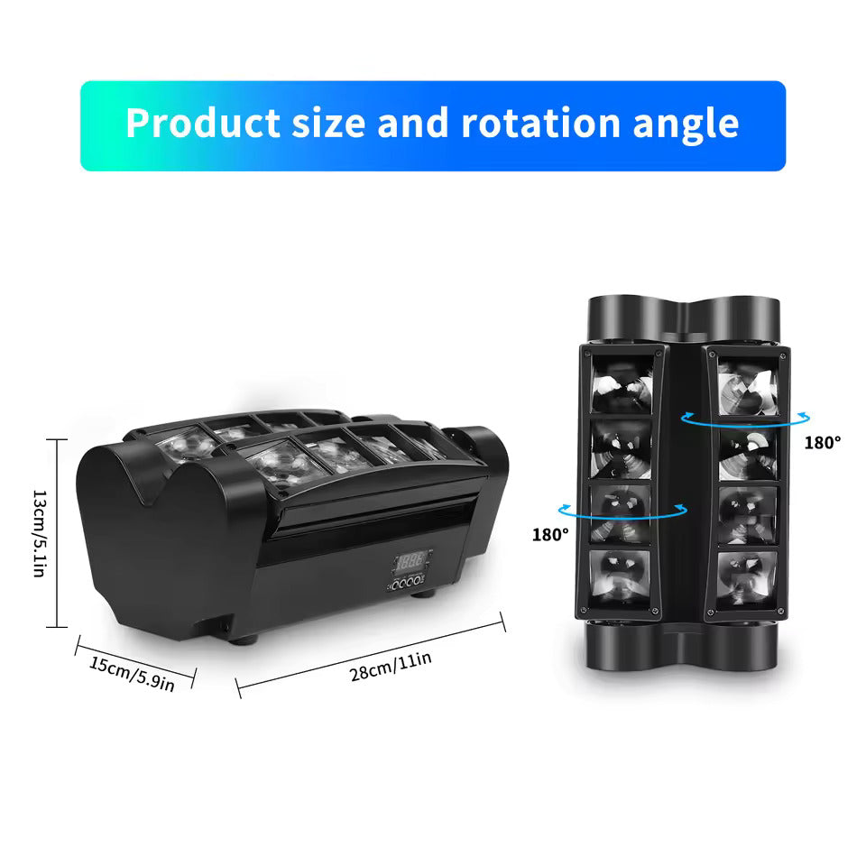 Mini-Spider-Licht 80W RGBW LED-Bewegungskopf-Scheinwerfer Spider Beam Bühnenbeleuchtung DMX512 für KTV, Disco, Party, DJ und Hochzeiten