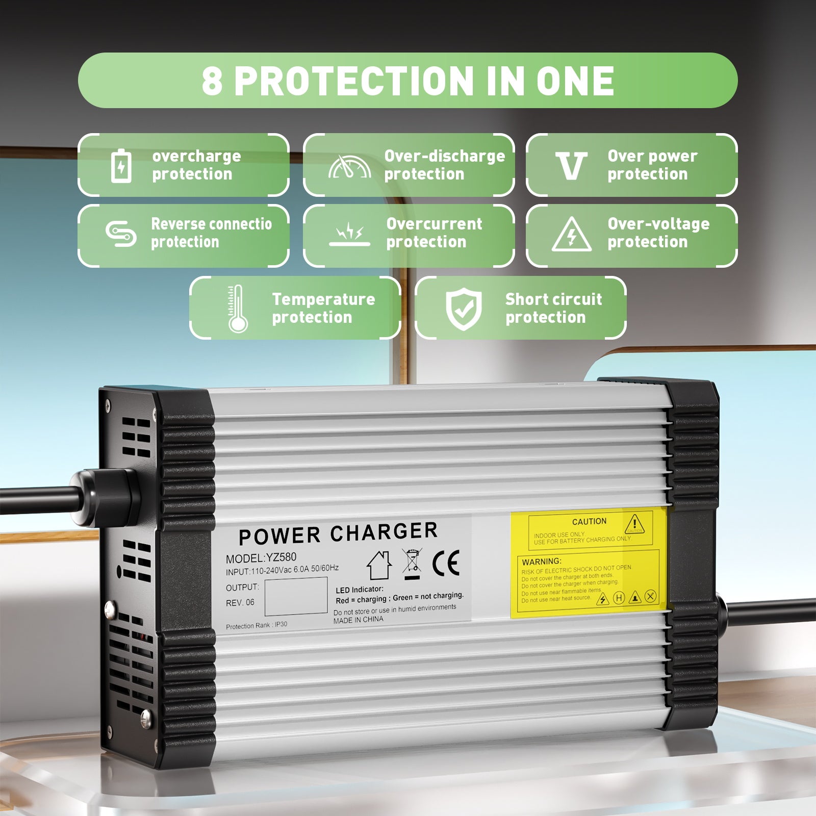 NOEIFEVO 58.8V 8A Lithium-Batterieladegerät für 14S 48V 51.8V Lithium  Batterie,mit Kühlventilator, automatische Abschaltung.