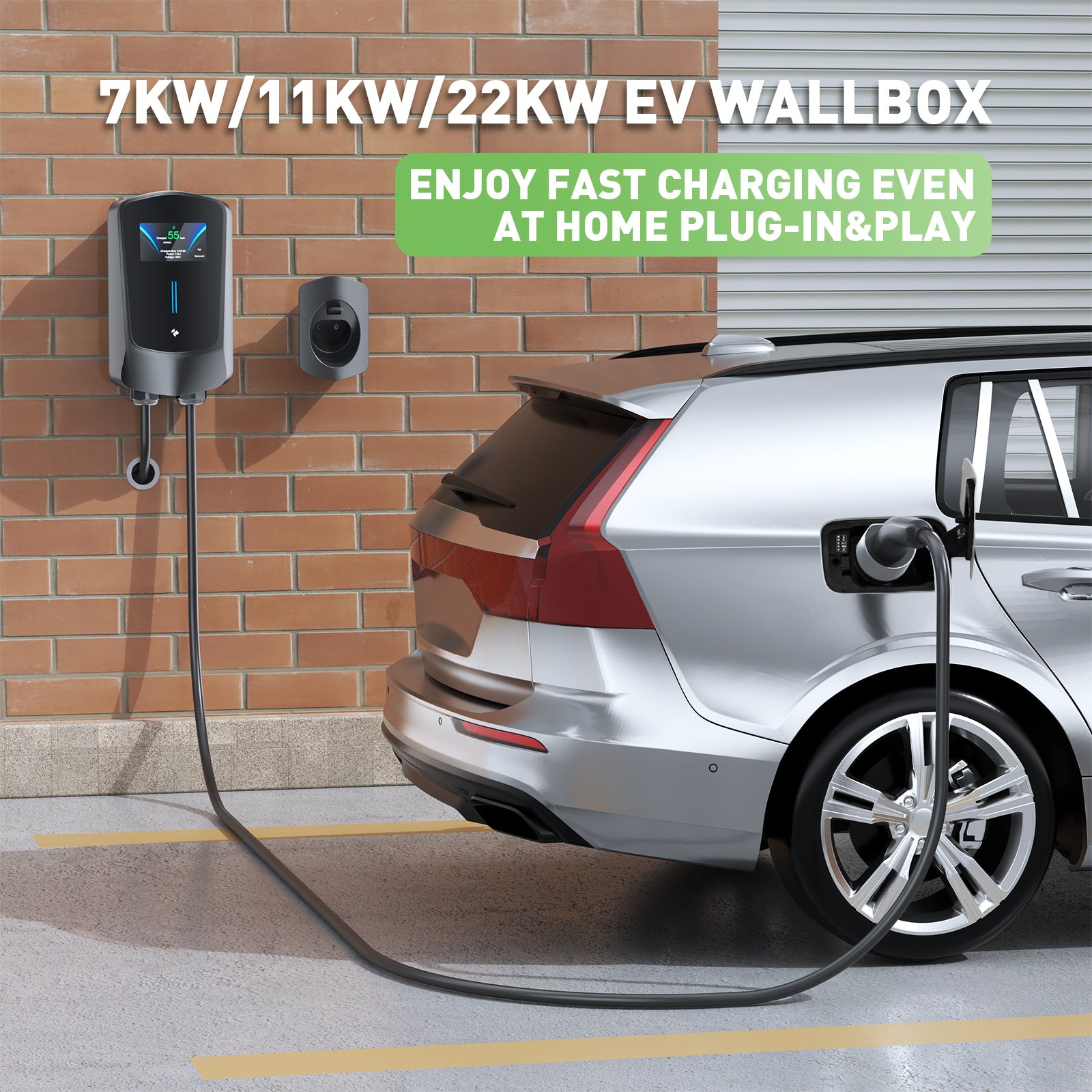 Noeifevo Q6 7KW 11KW 22KW תחנת טעינה EV wallbox, כבל טעינה מהירה 5M עמיד למים, WiFi אופציונלי