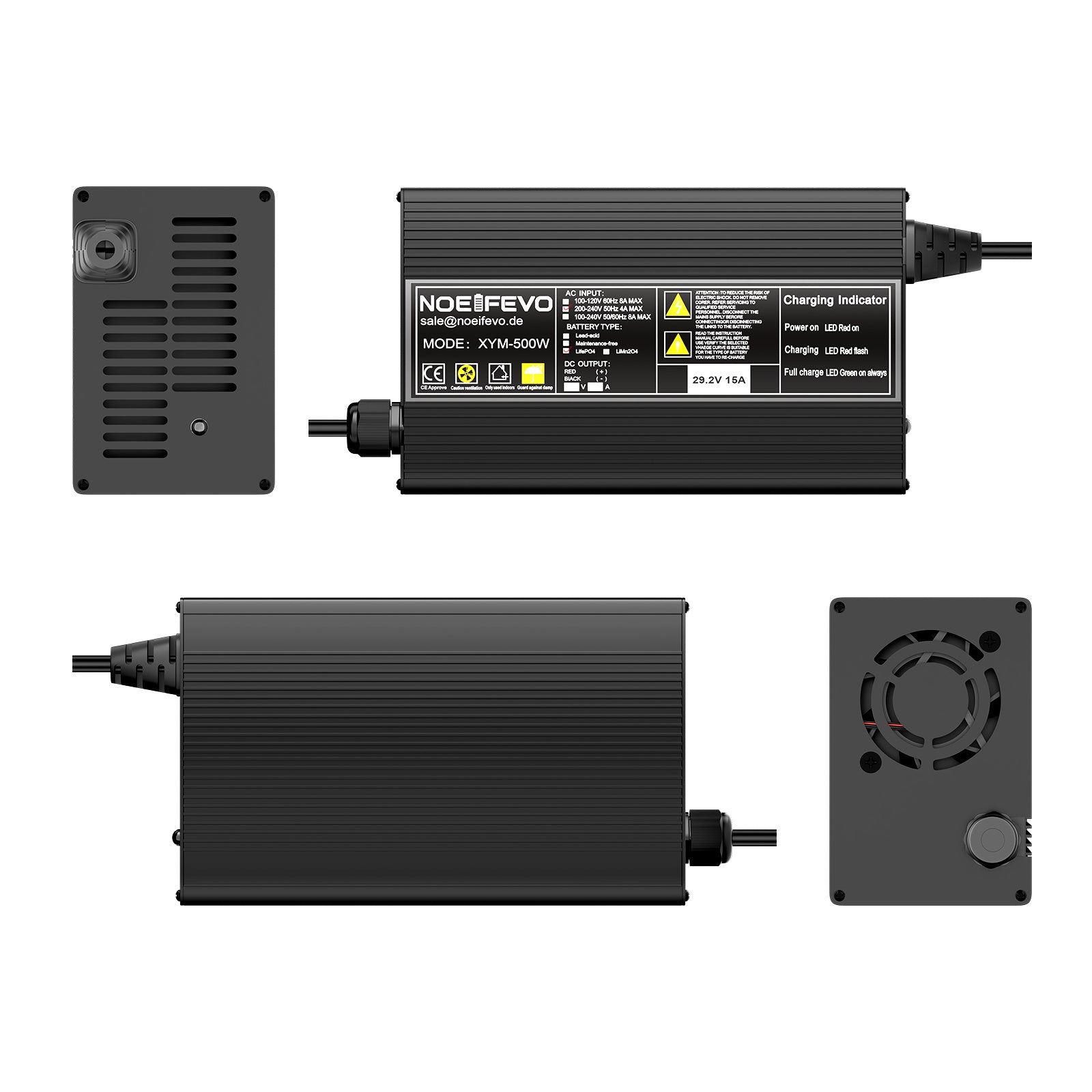 Noeifevo 29.2V 15A LiFePO4 Akku Ladegerät für 24V 25.6V LiFePO4 Batterie