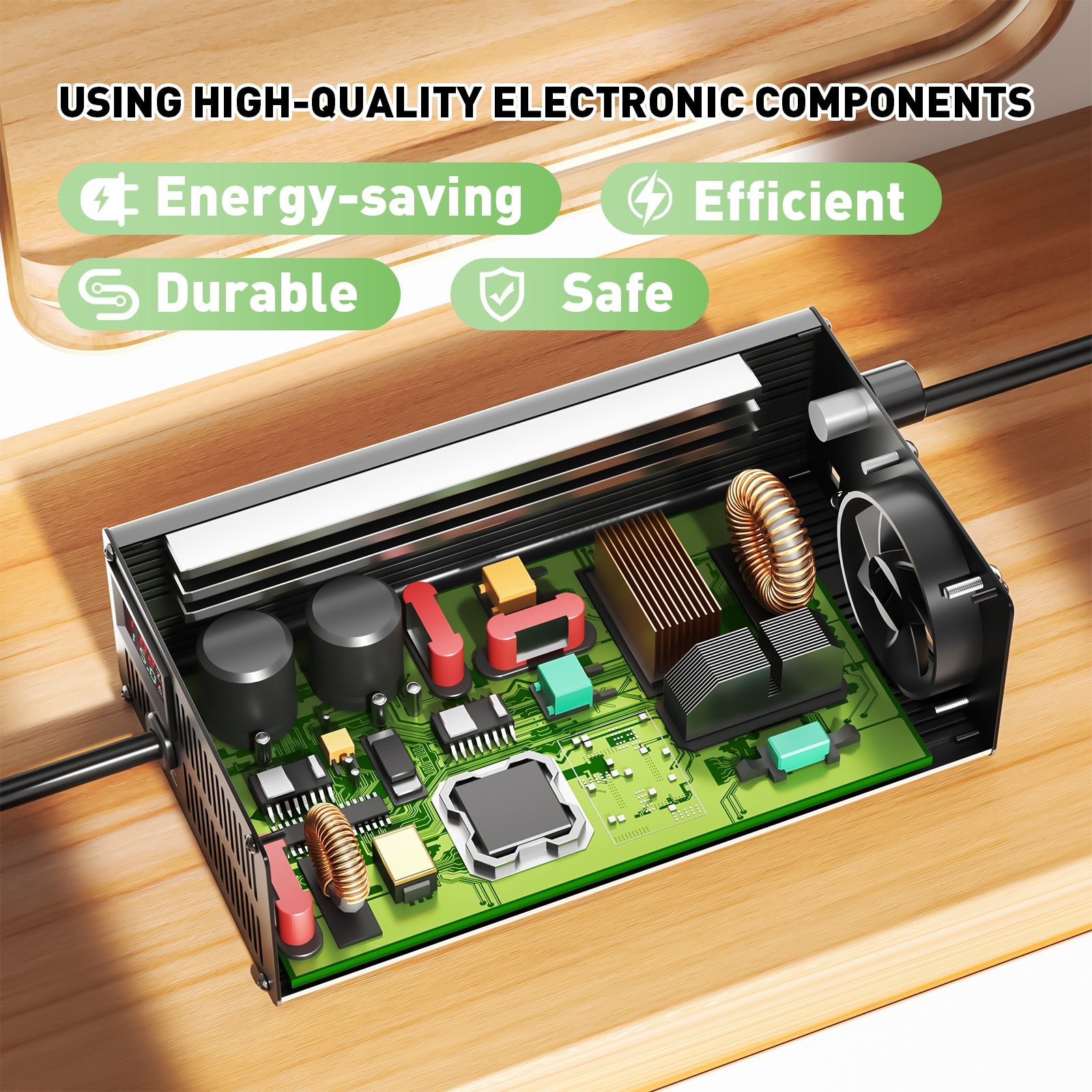 NOEIFEVO 102,2V 1A-15A LiFePO4 batterilader, velegnet til 89,6V (84V) 28S LiFePO4 batteri, LCD-display, justerbar strøm