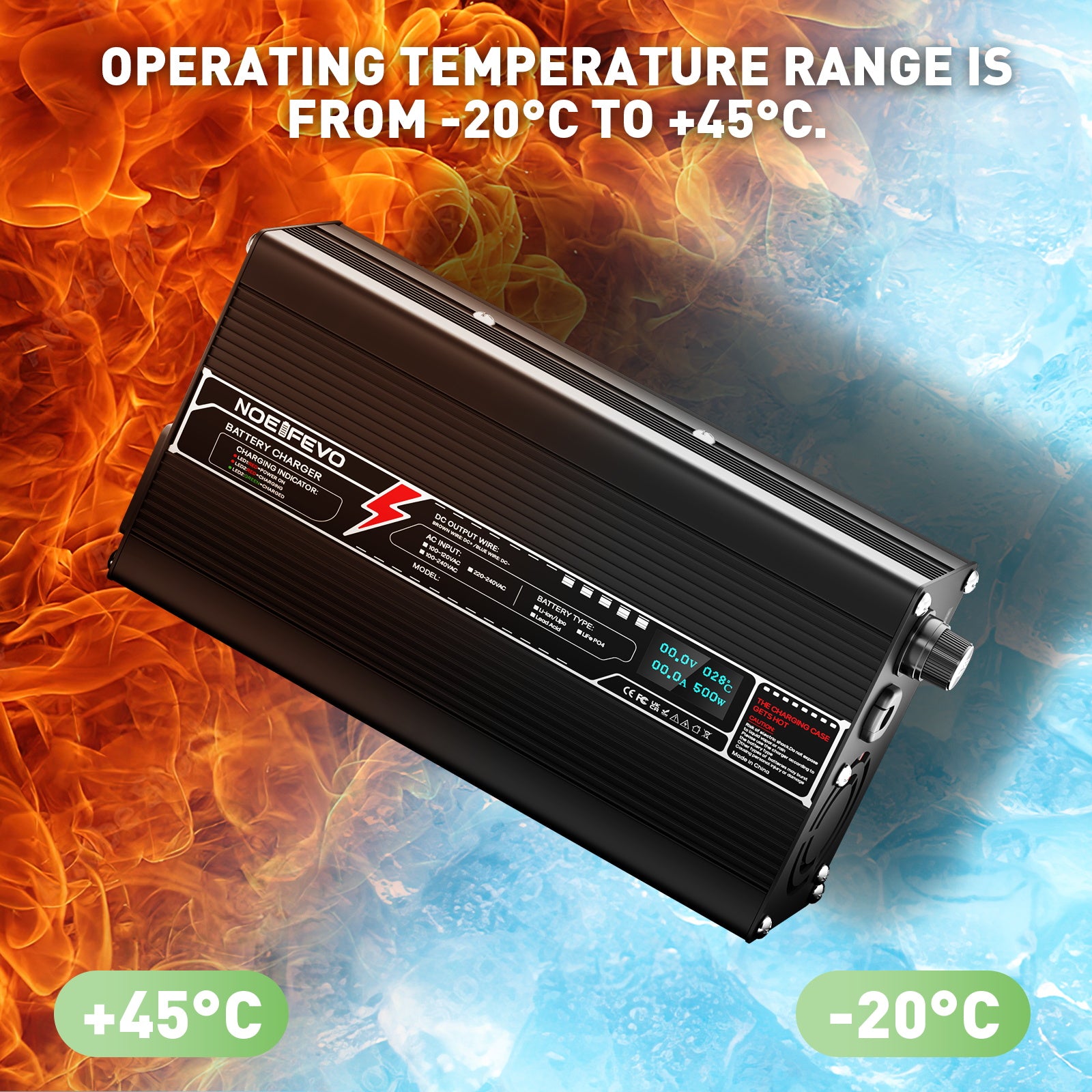 NOEIFEVO 25.2V 15A Lithium-OPLADER til 6S 22.2V BATTERI, LED-SKÆRM, ALUMINIUMSKAB, VENTILATOR