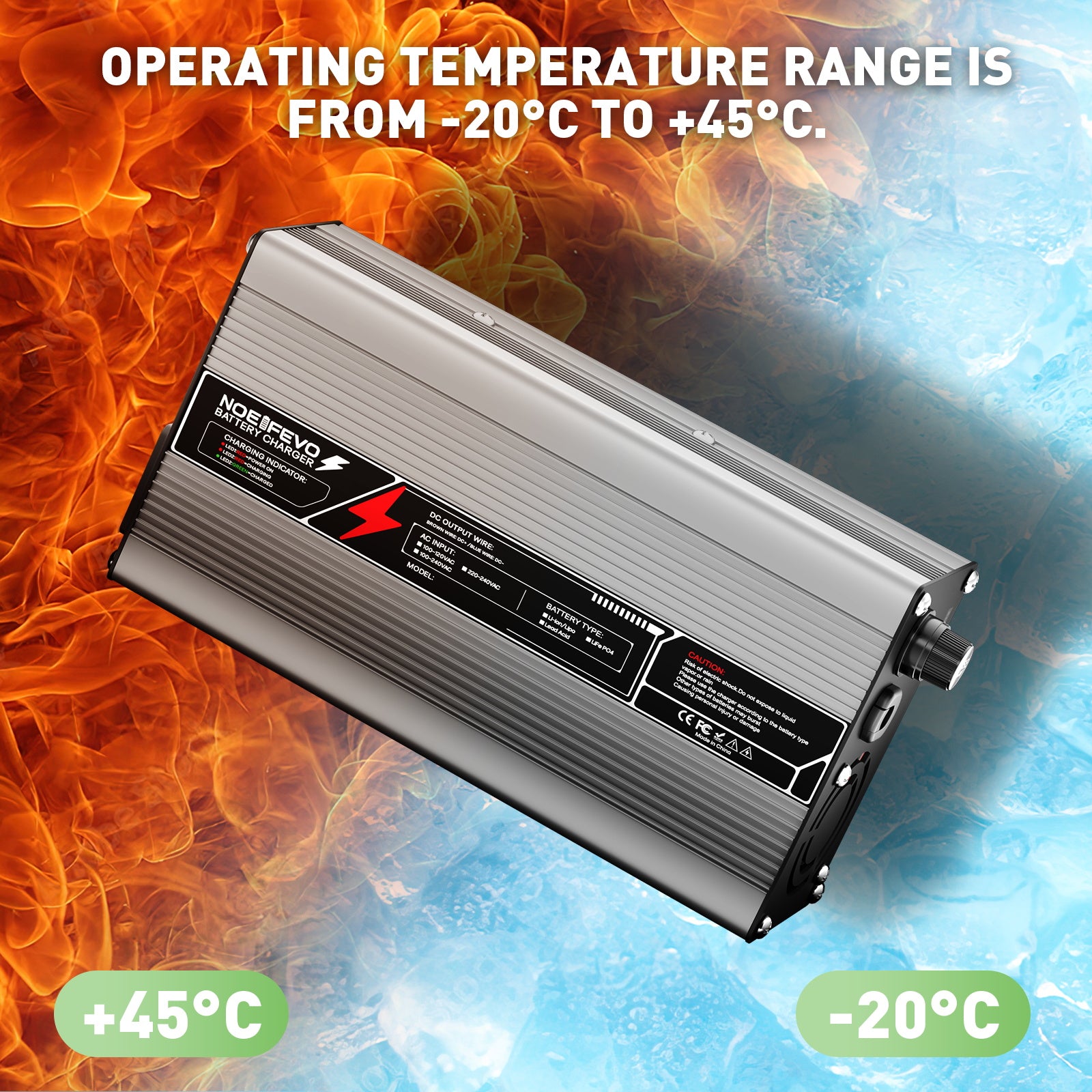 NOEIFEVO 29,2V 15A LiFePO4 Batteriladdare för 24V (25,6V) 4S-batteri, automatisk avstängning, aluminiumhus, med fläkt (Silver)