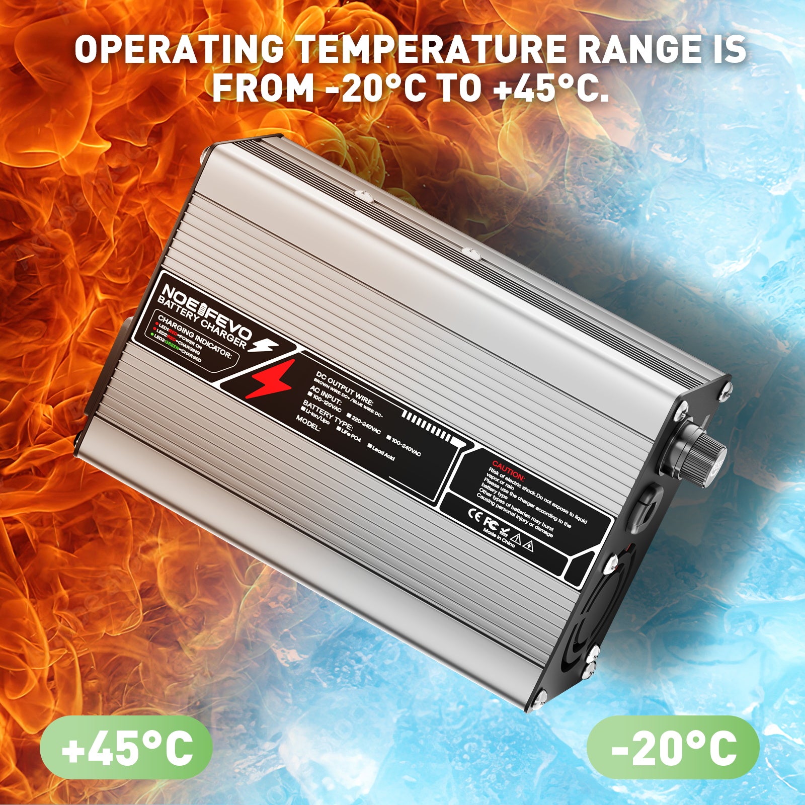 NOEIFEVO 55.2V-58.8V 3A Bly-syre batterilader til 48V Bly-syre batteri, Køleventilator, Automatisk afslukning