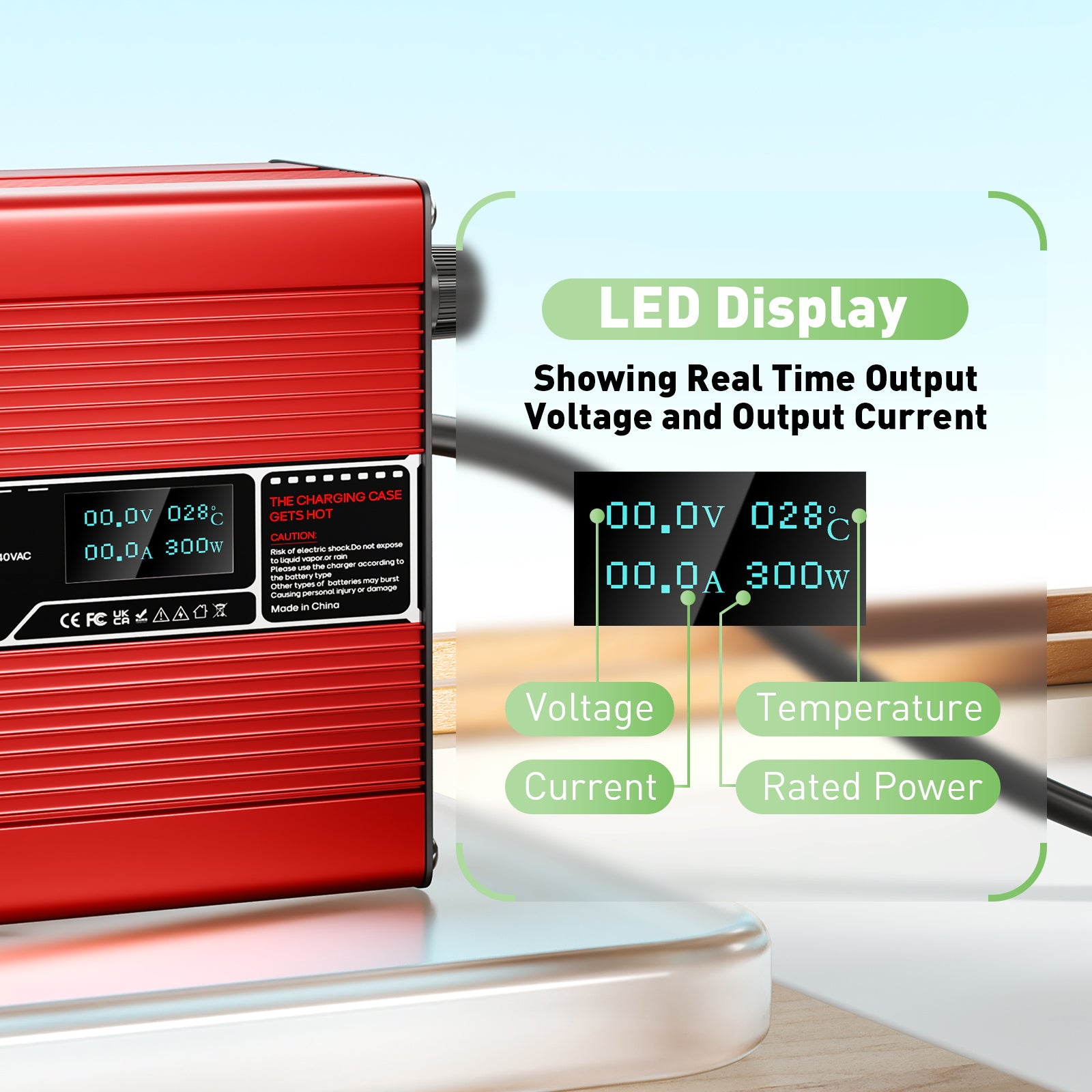 NOEIFEVO 50.4V  2A 2.5A 3A Lithium-Latauslaite 12S 44.4V Li-Ion Lipo-Akuille, Jäähdytystuuletin, Automaattinen Sammutus (PUNAINEN)