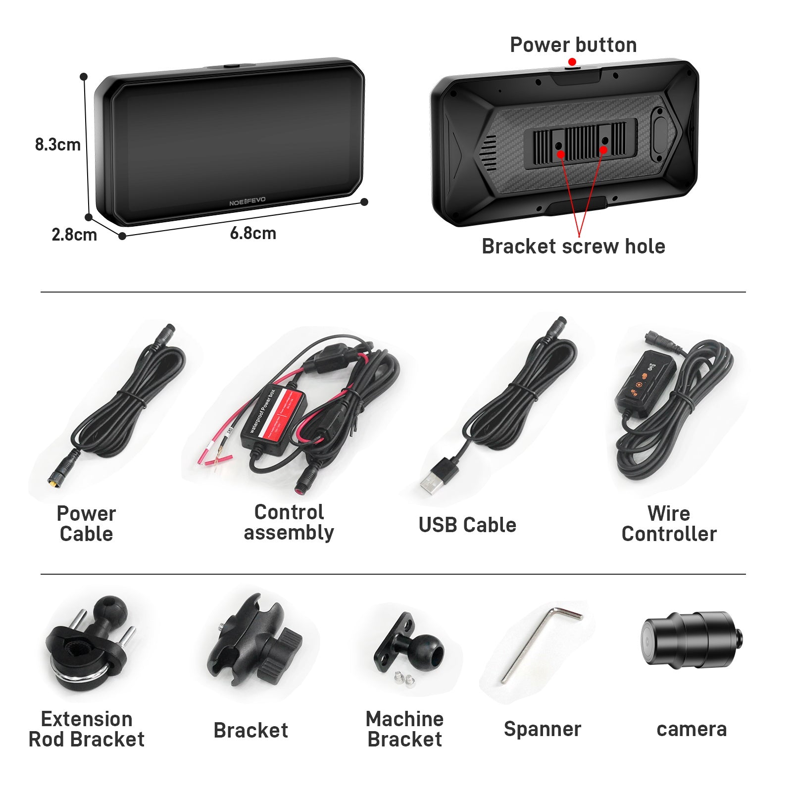 Pantalla CarPlay para motocicleta NOEIFEVO MT9B con detección de ángulo muerto, CarPlay inalámbrico y Android Auto, pantalla táctil portátil impermeable de 6.3 pulgadas, Bluetooth dual mejorado, navegación