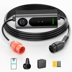 NOEIFEVO Mobile Wallbox 11kW mit APP [5m/10m | 3-phasig | 6–16 A], Ladekabel e Auto CEE-16A 400V auf Typ 2 mit Einstellbarer Ladeleistung, EV-Ladegerät für ID.3/4/5/7, IX1, Model 3/Y und andere BEV/PHEV