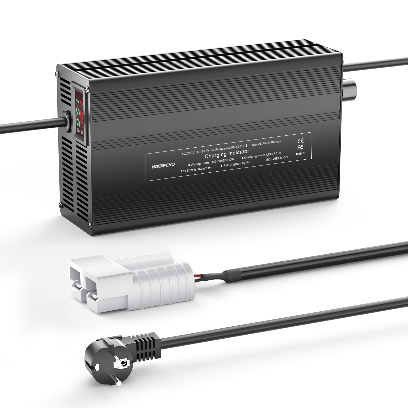 NOEIFEVO 100.8V 1A-15A Lithium-Batterieladegerät für 88.8V (84V) 24S Lithium-Li-Ionen-Lipo-Batterie, LCD-Anzeige, Strom einstellbar