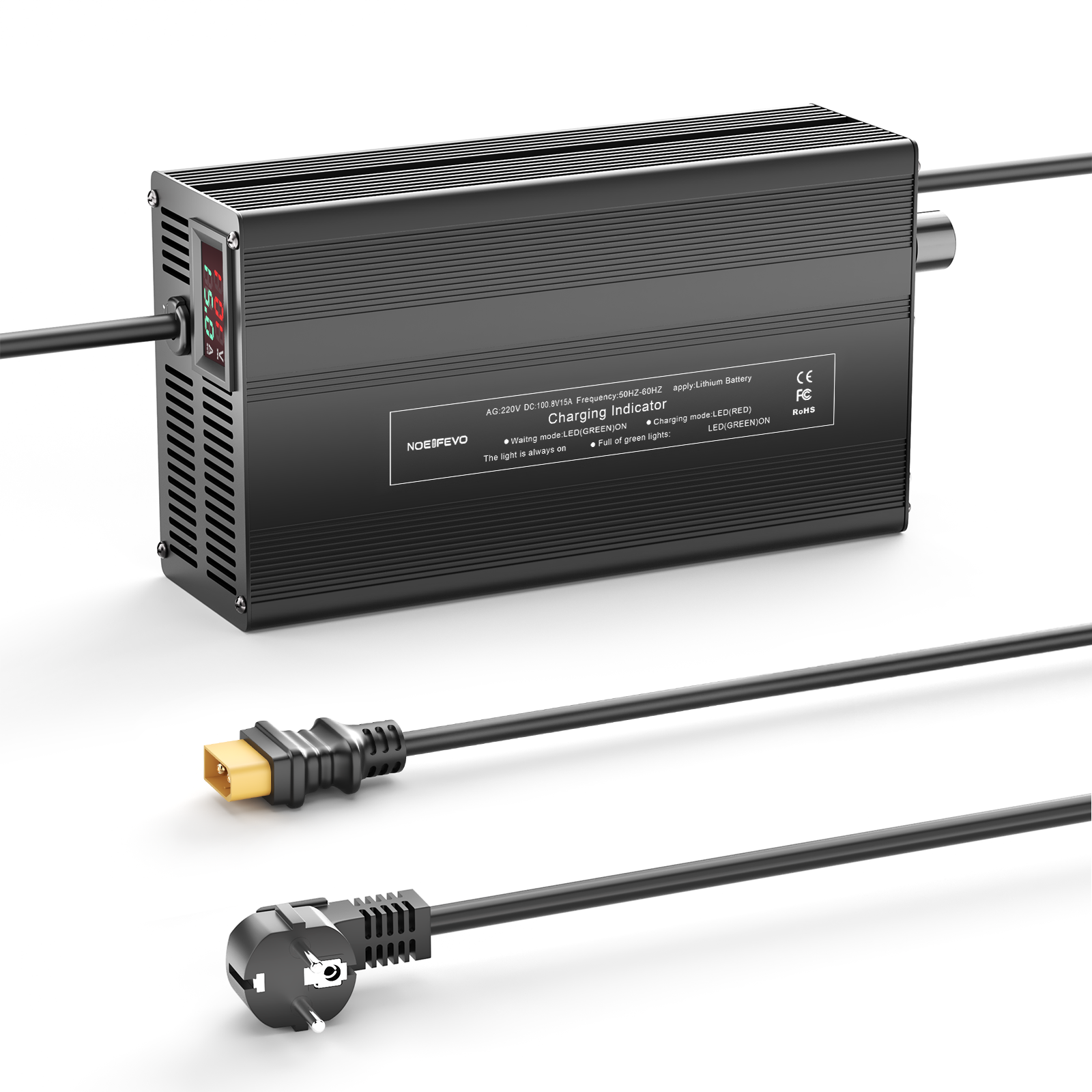 NOEIFEVO 100.8V 1A-15A Lithium-Batterieladegerät für 88.8V (84V) 24S Lithium-Li-Ionen-Lipo-Batterie, LCD-Anzeige, Strom einstellbar