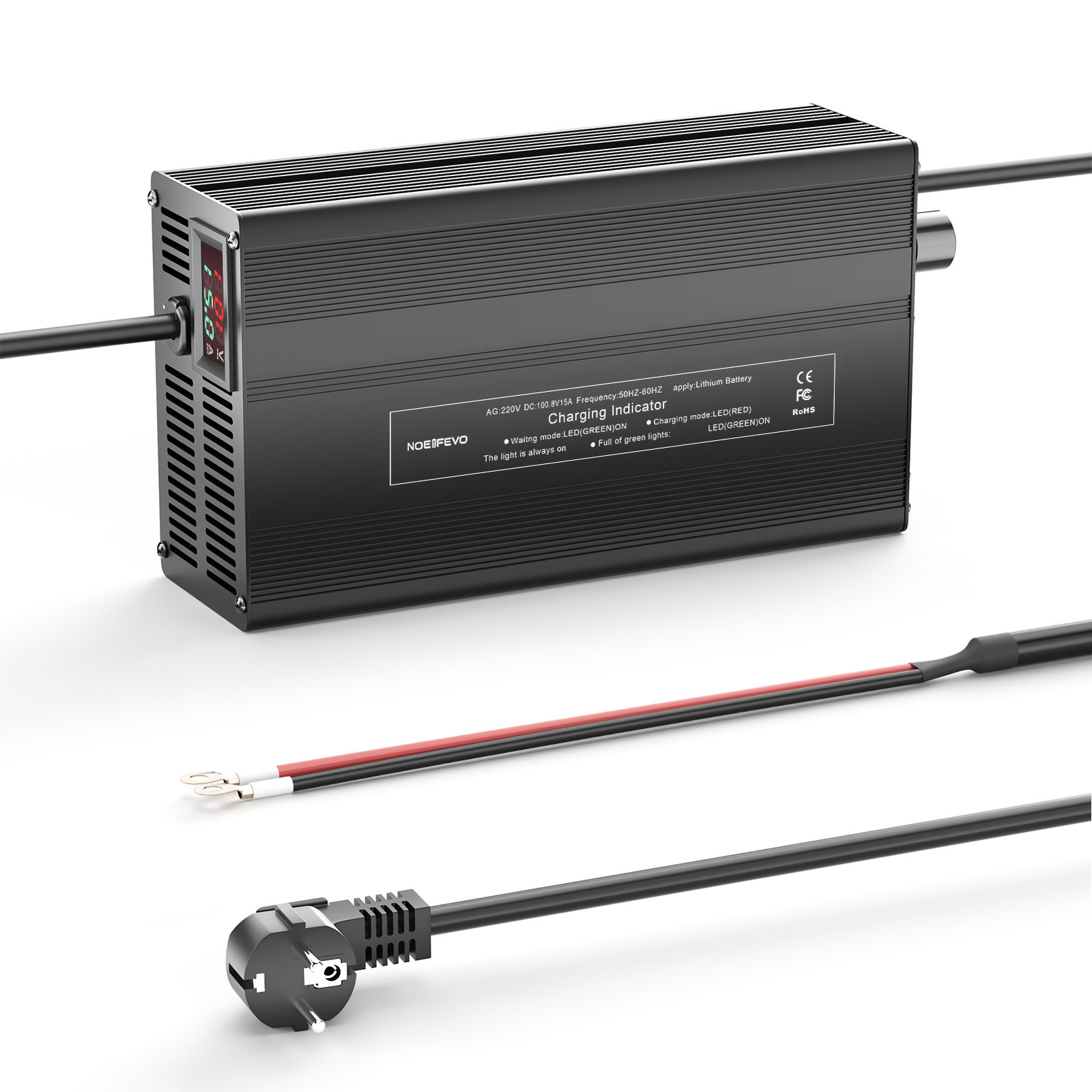 NOEIFEVO 100.8V 1A-15A Lithium-Batterieladegerät für 88.8V (84V) 24S Lithium-Li-Ionen-Lipo-Batterie, LCD-Anzeige, Strom einstellbar