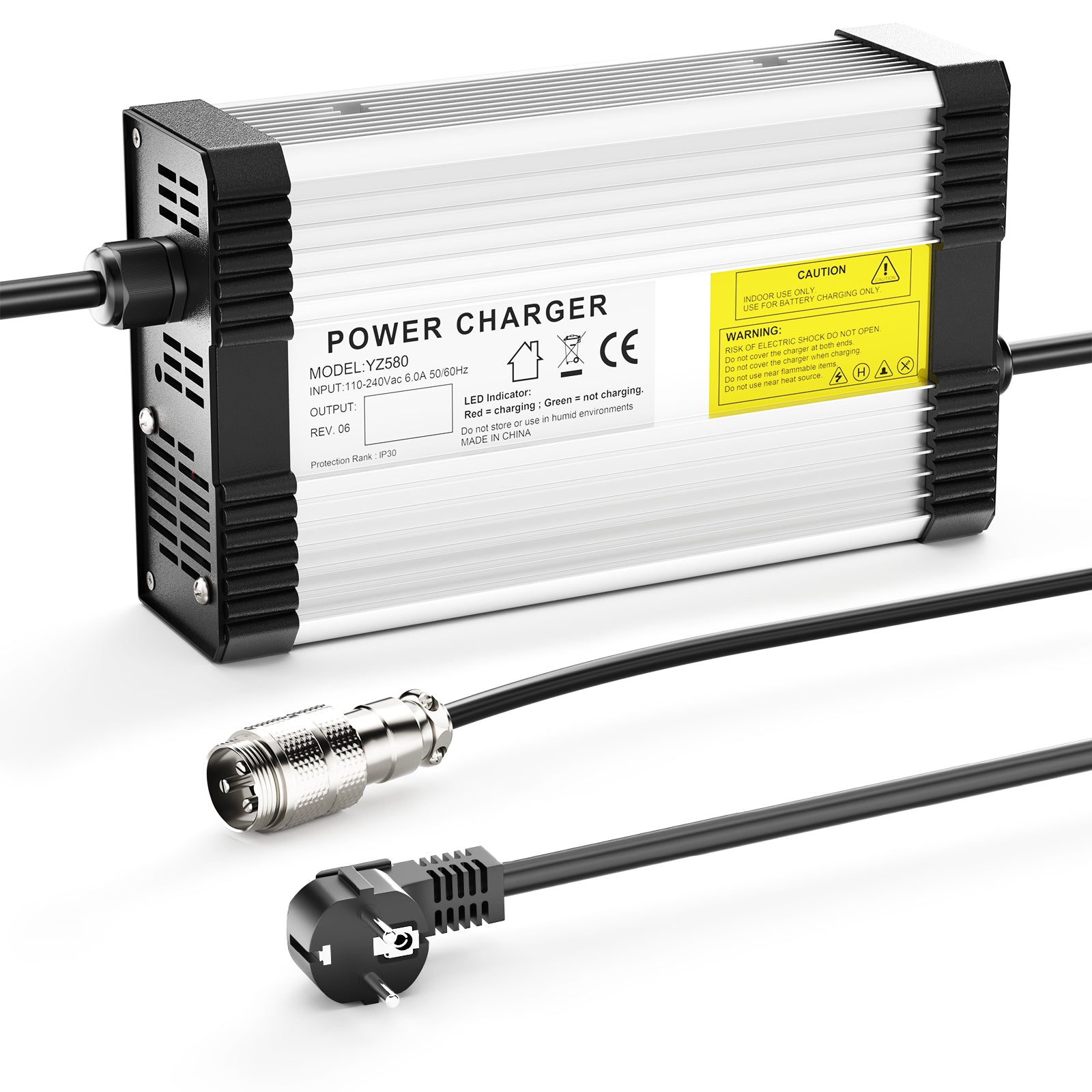 NOEIFEVO 42V 10A Lithium-batterilader til 10S 36V 37V lithium-batteri, med kølefaner, automatisk slukning.