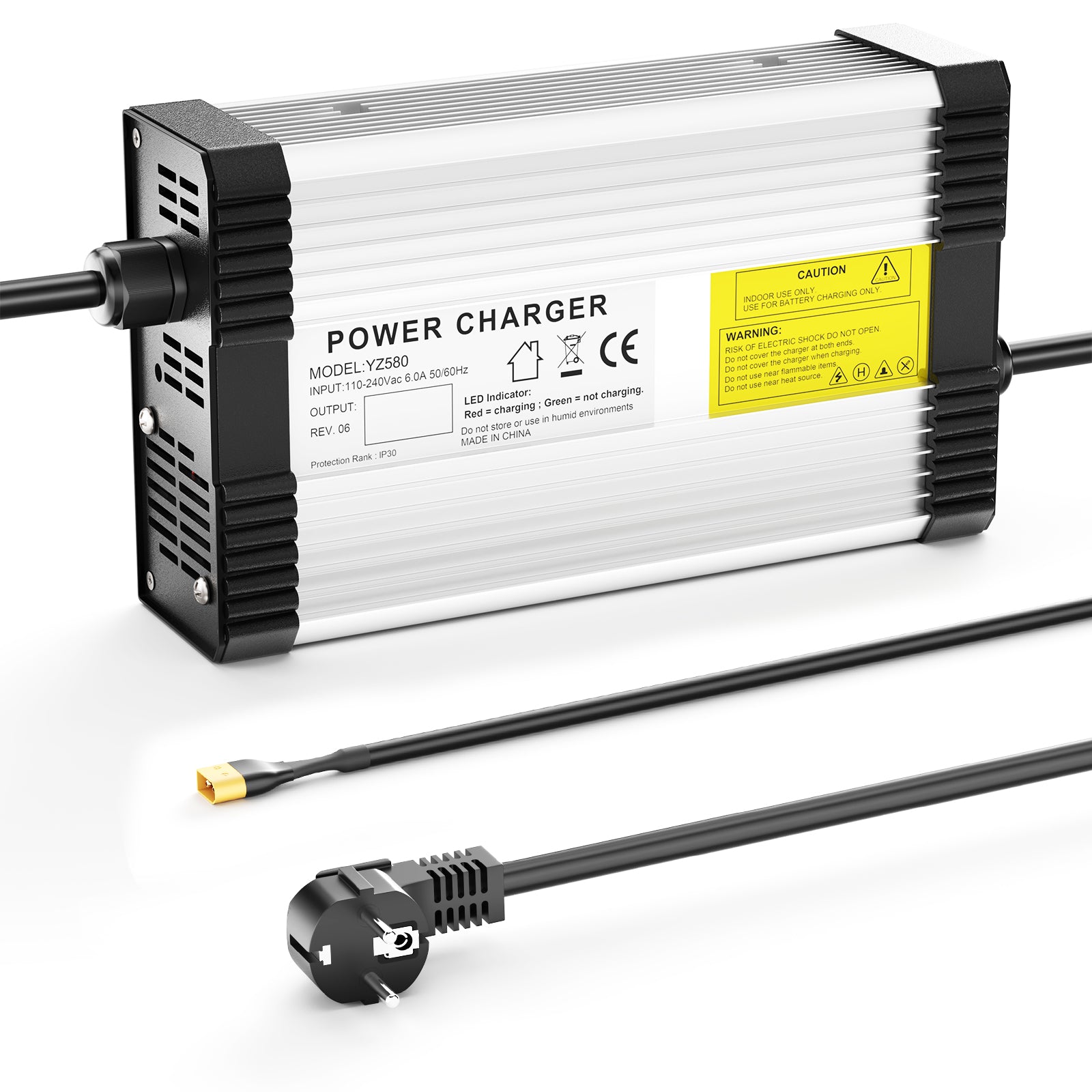 NOEIFEVO 42V 10A Lithium-batterilader til 10S 36V 37V lithium-batteri, med kølefaner, automatisk slukning.