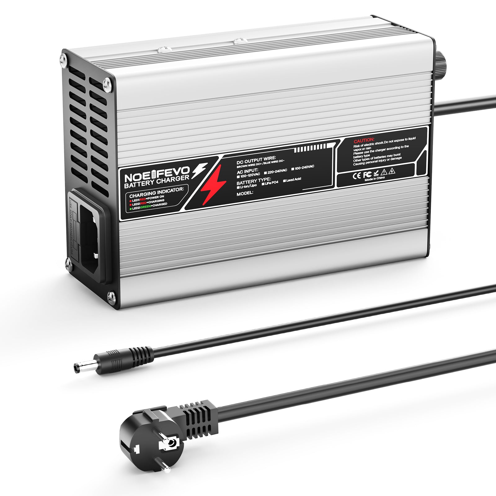 NOEIFEVO 58.8V 3A מטען ליתיום עבור סוללות 14S 51.8V Li-Ion Lipo, מאוורר קירור, כיבוי אוטומט