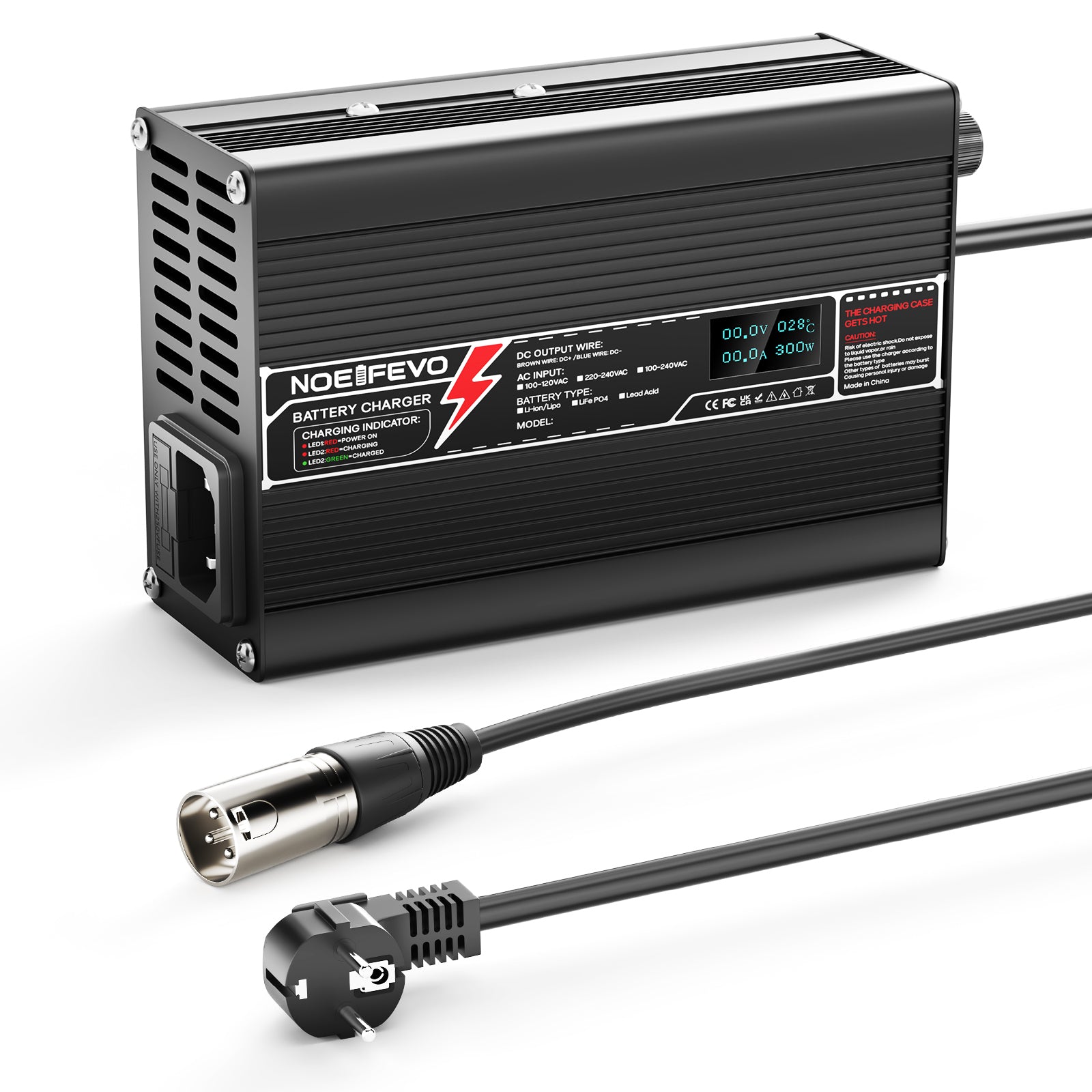 NOEIFEVO 25.2V 4A Cargador de Litio para baterías 6S 22.2V Li-Ion Lipo, con pantalla LCD, ventilador de refrigeración y apagado automático