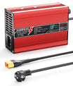 NOEIFEVO 50.4V 2A 2.5A 3A Cargador de Litio para baterías 12S 44.4V Li-Ion Lipo, con ventilador de refrigeración y apagado automático (ROJO)