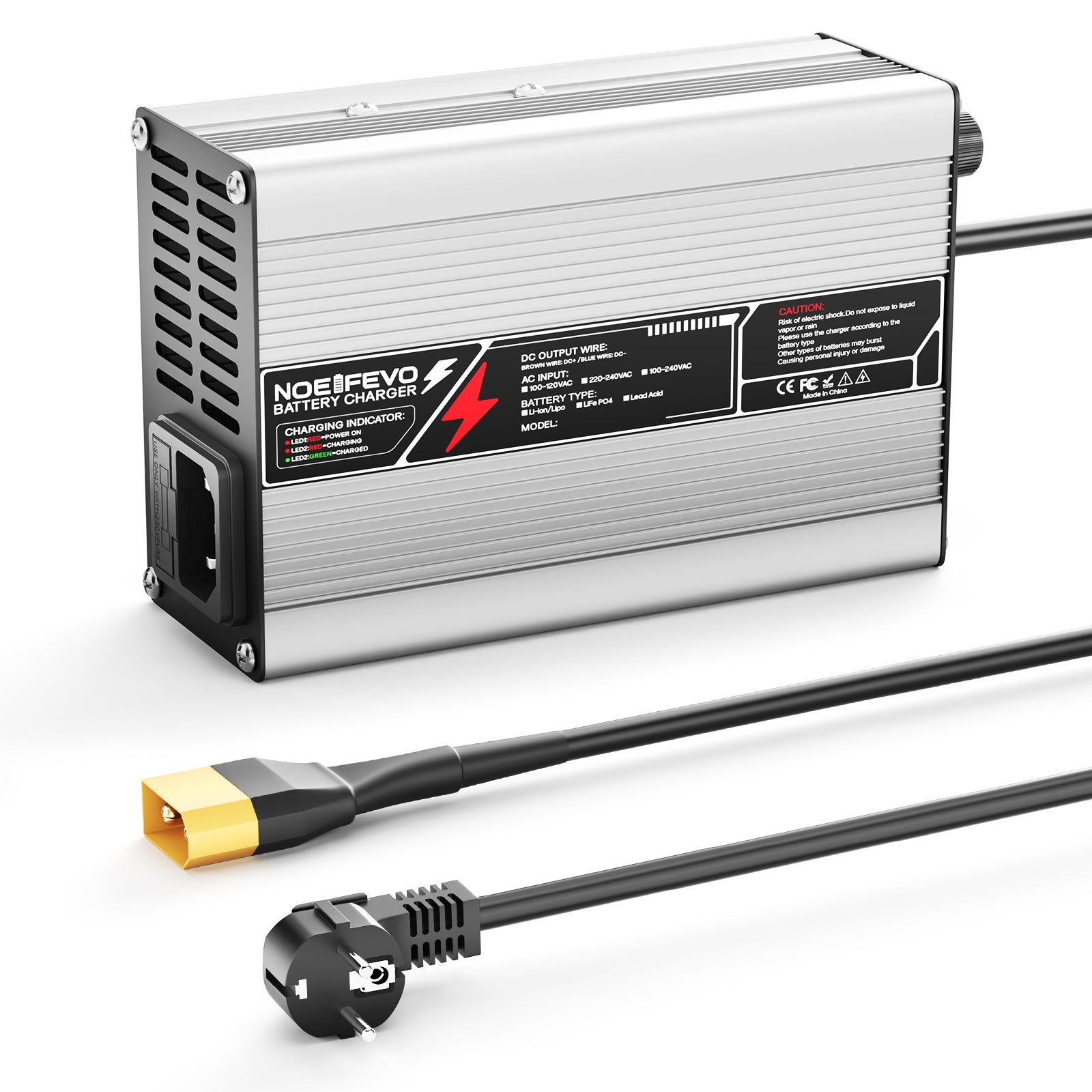 NOEIFEVO 16.8V 5A 6A 7A 8A 10A Cargador de Litio para baterías 4S 14.8V Li-Ion Lipo, con ventilador de refrigeración y apagado automático.