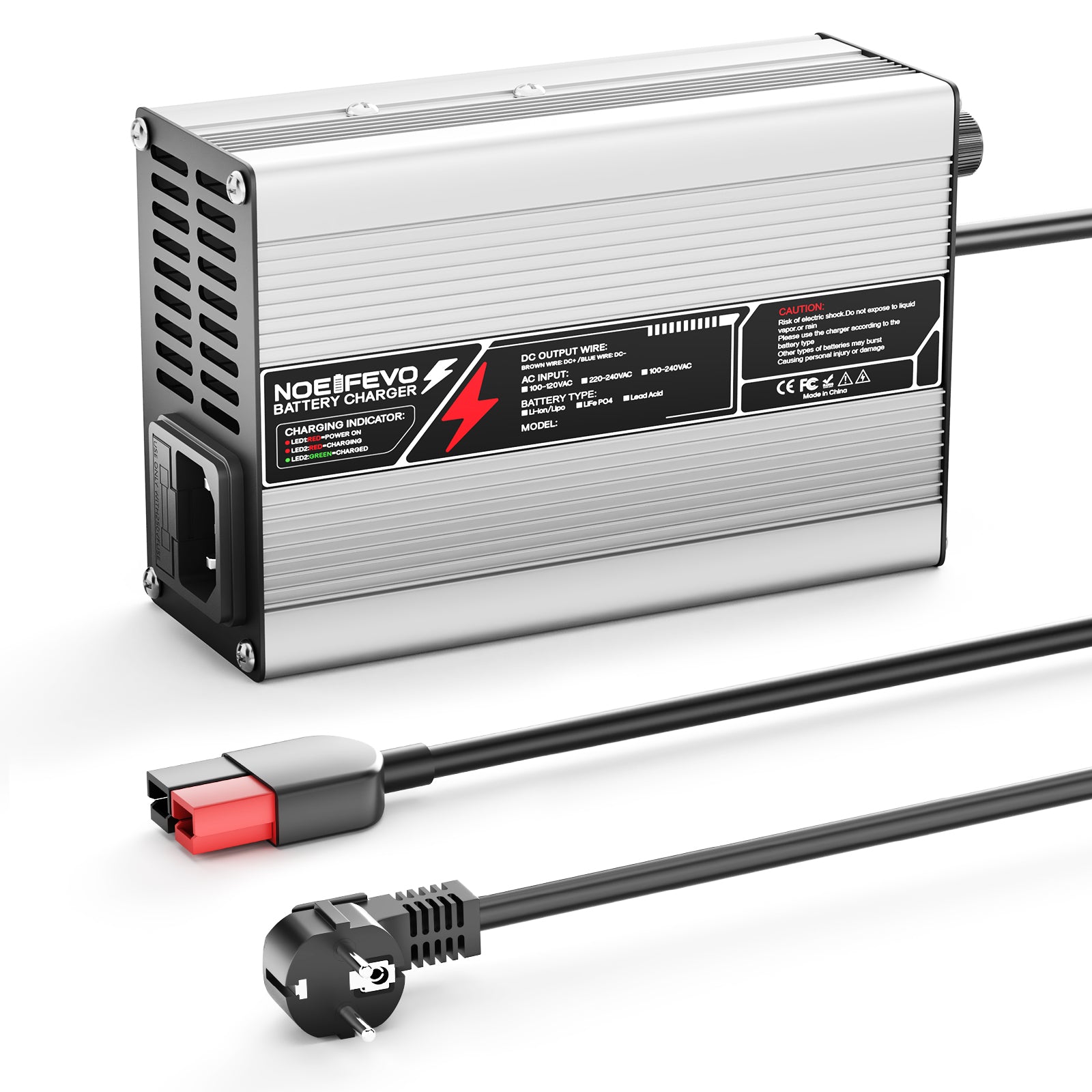 NOEIFEVO 58.8V 3A מטען ליתיום עבור סוללות 14S 51.8V Li-Ion Lipo, מאוורר קירור, כיבוי אוטומט