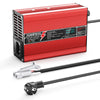 NOEIFEVO 50,4V 2A 2.5A 3A Lithium-lader for 12S 44,4V Li-Ion Lipo-batterier, med LCD-skjerm, kjølevifte, automatisk avstengning (RØD)
