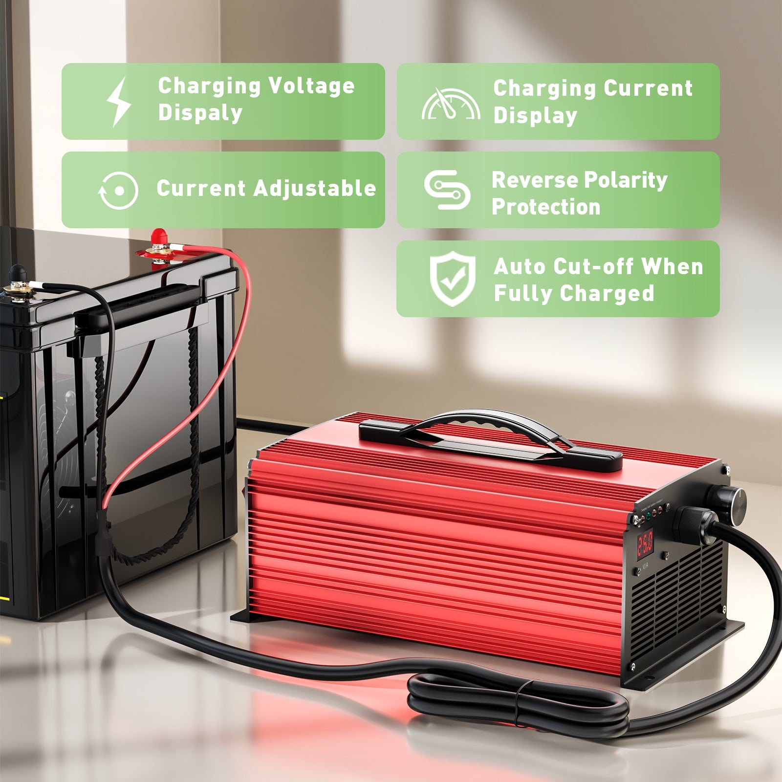 NOEIFEVO 54.6V 25A Litium-akun laturi 48.1V (48V) 13S Litium-Li-Ion-Lipo-akulle, LCD-näyttö, Säädettävä virta, Laturi E-pyörälle, Scootterille, Sähkömoottoripyörälle
