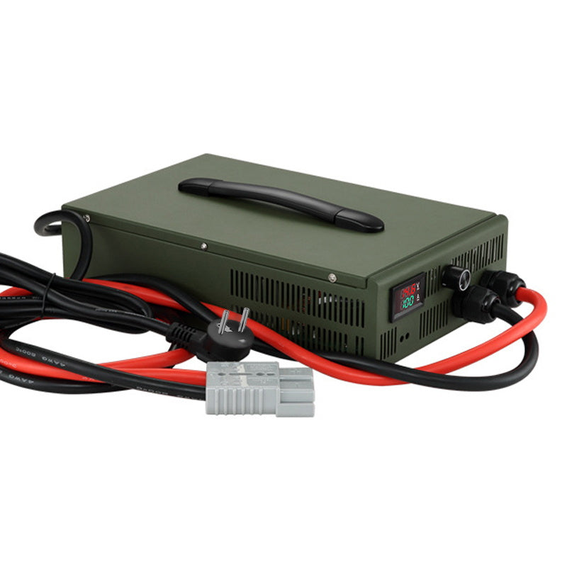 NOEIFEVO 12V 10A-100A Lithium LiFePO4 batterijlader, laadspanning 14,6V, LCD-scherm, stroom instelbaar, ventilator