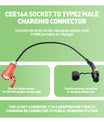 EV charging cable Type 2 plug to CEE socket, 16A 3-phase adapter to draw power from the charging station