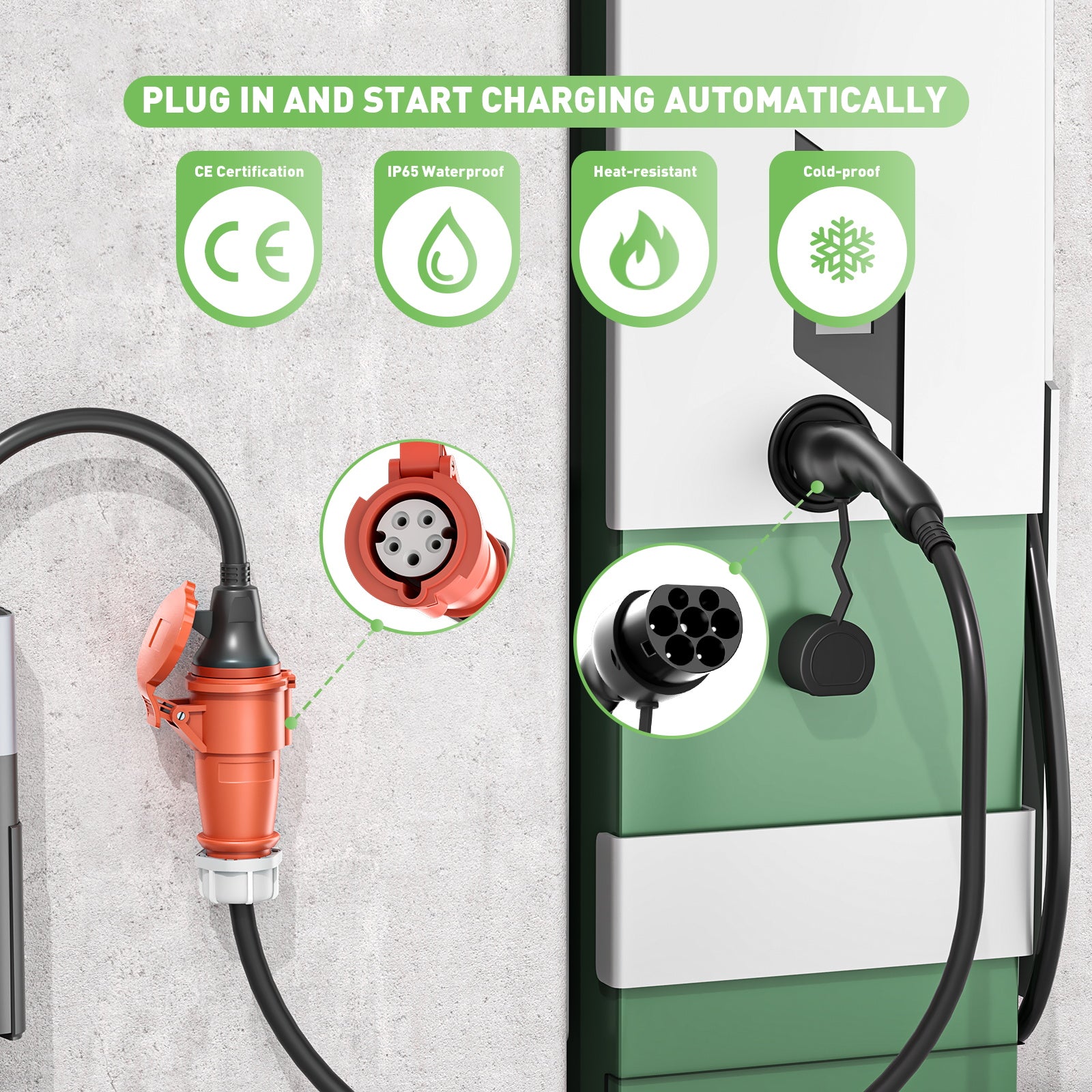 Typ2 Stecker auf CEE16A-Buchse, Adapter für 11KW EV-Ladegerät zur Stromaufnahme von der Ladestation