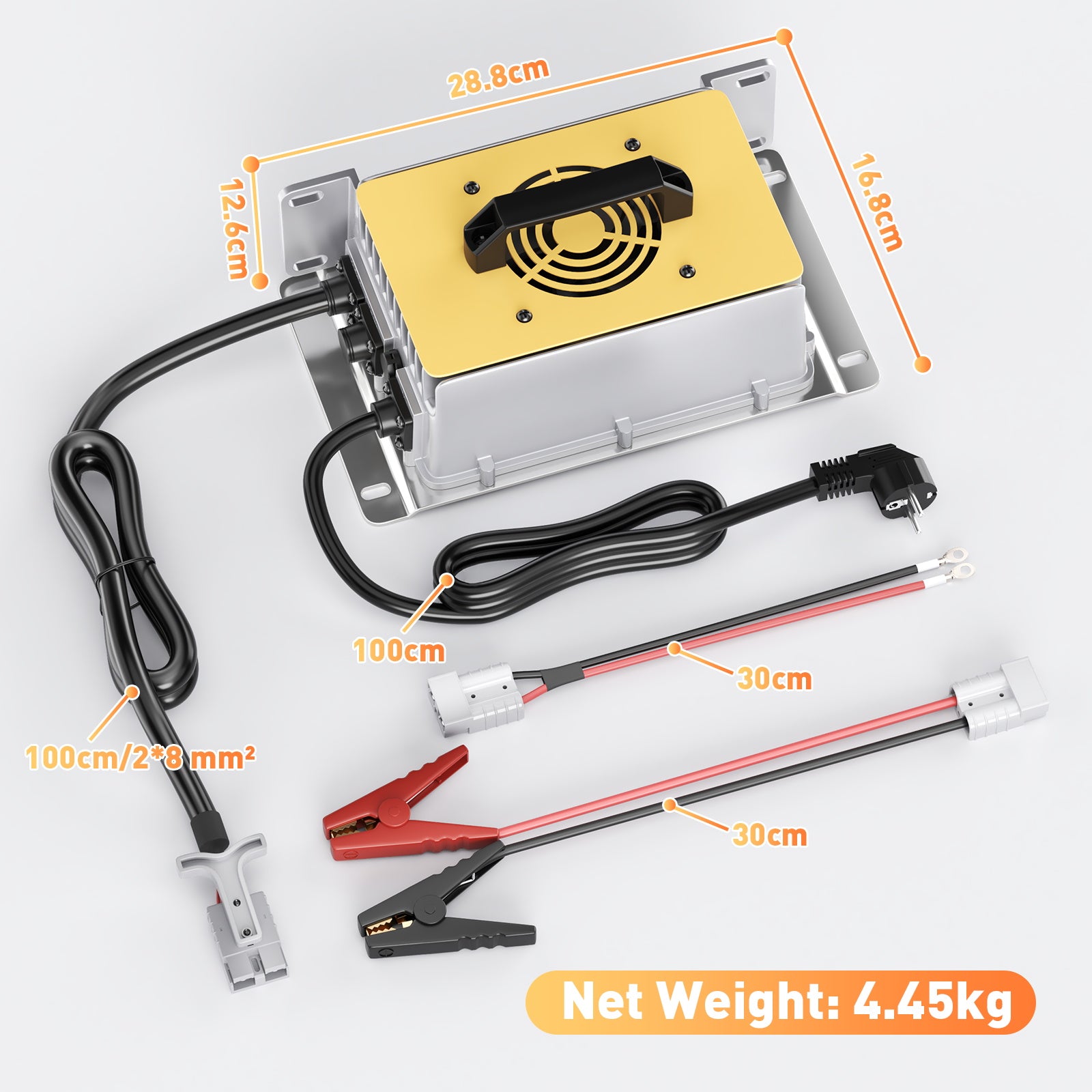 NOEIFEVO 29,2 V 50A Cargador rápido para batería de litio LiFePO4 de 24 V 25,6 V, resistente al agua, activación BMS de 0 V