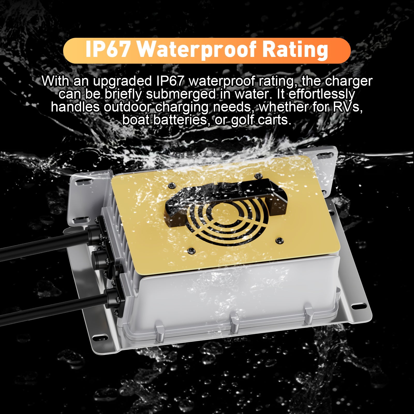 NOEIFEVO 58.4V 30A LiFePO4 batterilader for 51.2V (48V) 16S LiFePO4 batteri, vanntett, 0V BMS aktivert