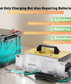 NOEIFEVO 51,2V 48V 16S Lithium LiFePO4 batterilader, 58,4V 35A lader for solbatterier, golfbilbatterier, båtbatterier, vanntett, 0V BMS-aktivert