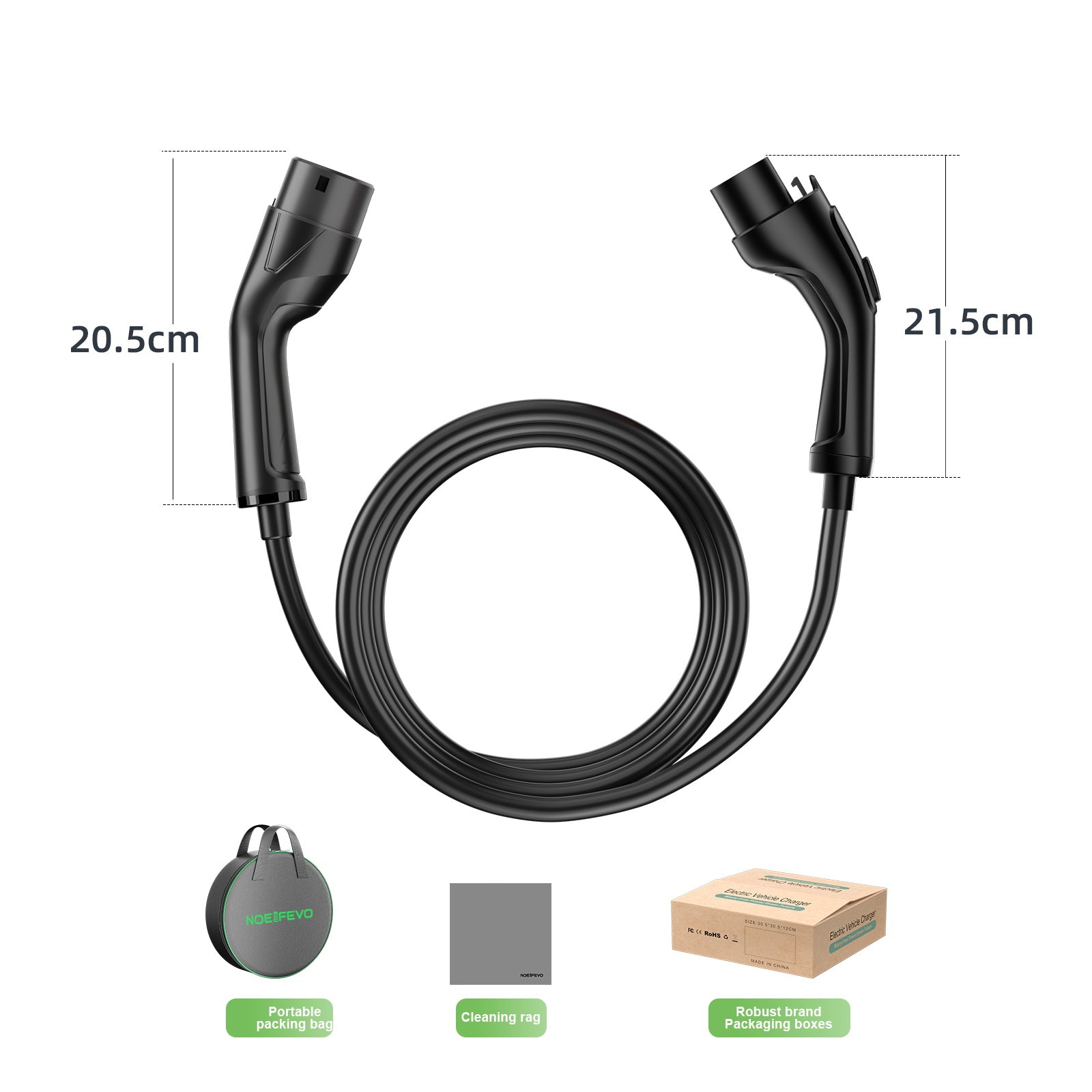 NOEIFEVO Type2 5m/10m EV ladekabel forlængerkabel til ladestation/wallbox, 3,5KW/7KW/11KW/22KW