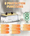 NOEIFEVO 51,2V 48V 16S Lithium LiFePO4 batterilader, 58,4V 35A lader for solbatterier, golfbilbatterier, båtbatterier, vanntett, 0V BMS-aktivert