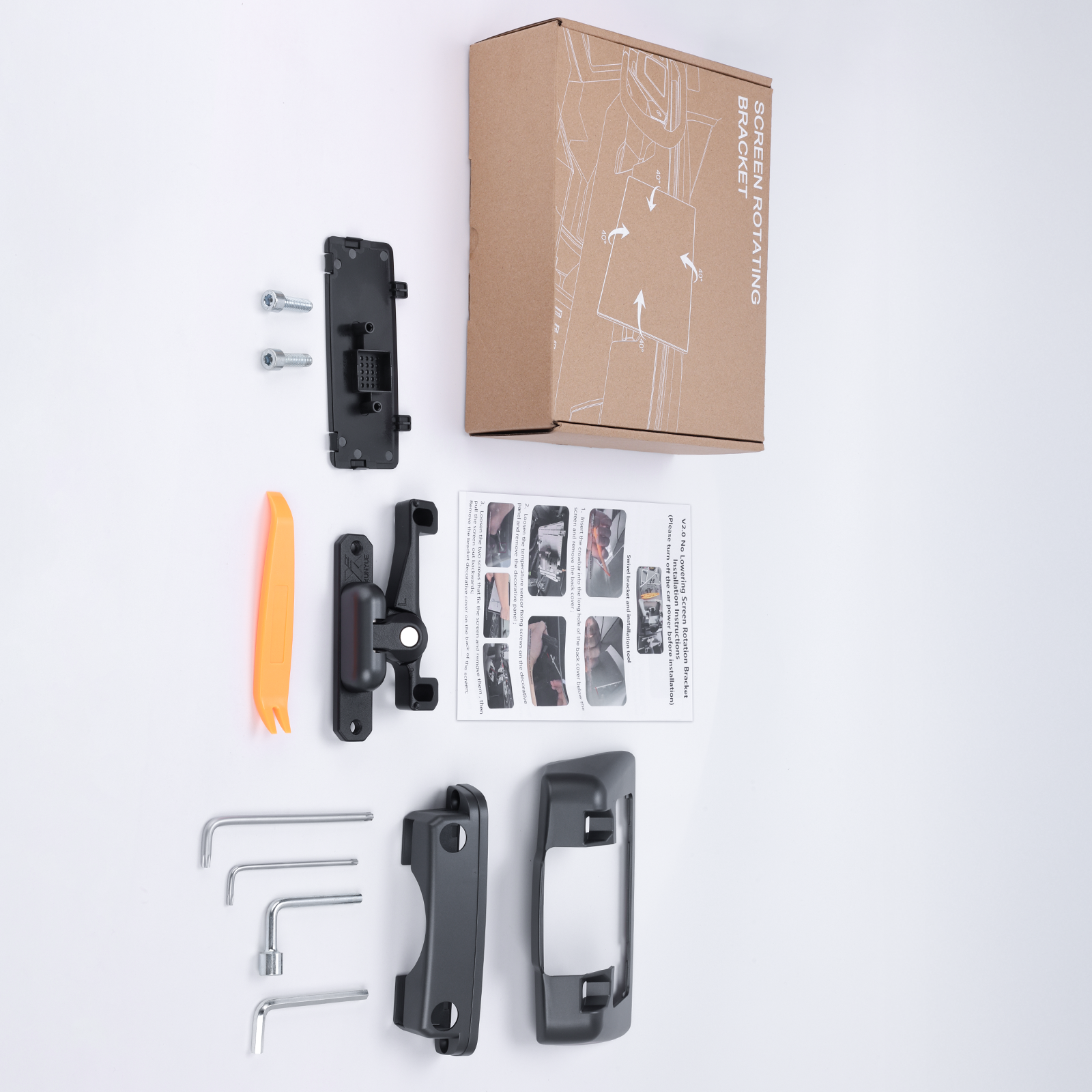 Tesla skjermholder 2.0 for Model 3/Y – 4-veis roterbar (40°), aluminium CNC, skjermhøyden forblir uendret, ingen slingring, antiblend