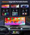 NOEIFEVO Pantalla Carplay de 10,26 pulgadas para autos con Carplay inalámbrico, Android Auto, MirrorLink, pantalla táctil IPS de 1080P, radio portátil, soporta Bluetooth/control de voz manos libres/GPS/Siri/transmisión FM/Aux/Tarjeta TF.