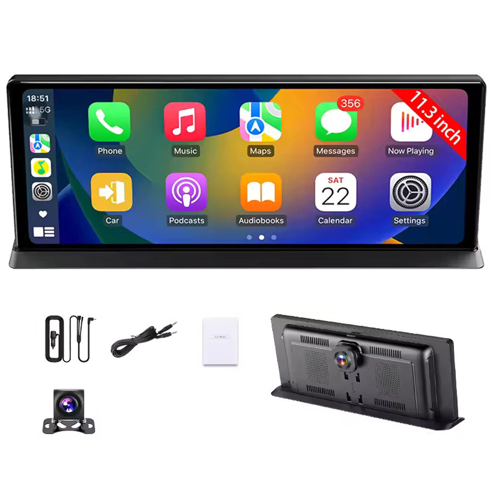 NOEIFEVO 11,3 pollici aggiornato schermo wireless Carplay per auto con dashcam 4K e telecamera per la retromarcia 1080p, supporto per Apple Carplay e Android Auto autoradio, navigazione GPS/Collegamento specchio/Controllo vocale/FM/Bluetooth