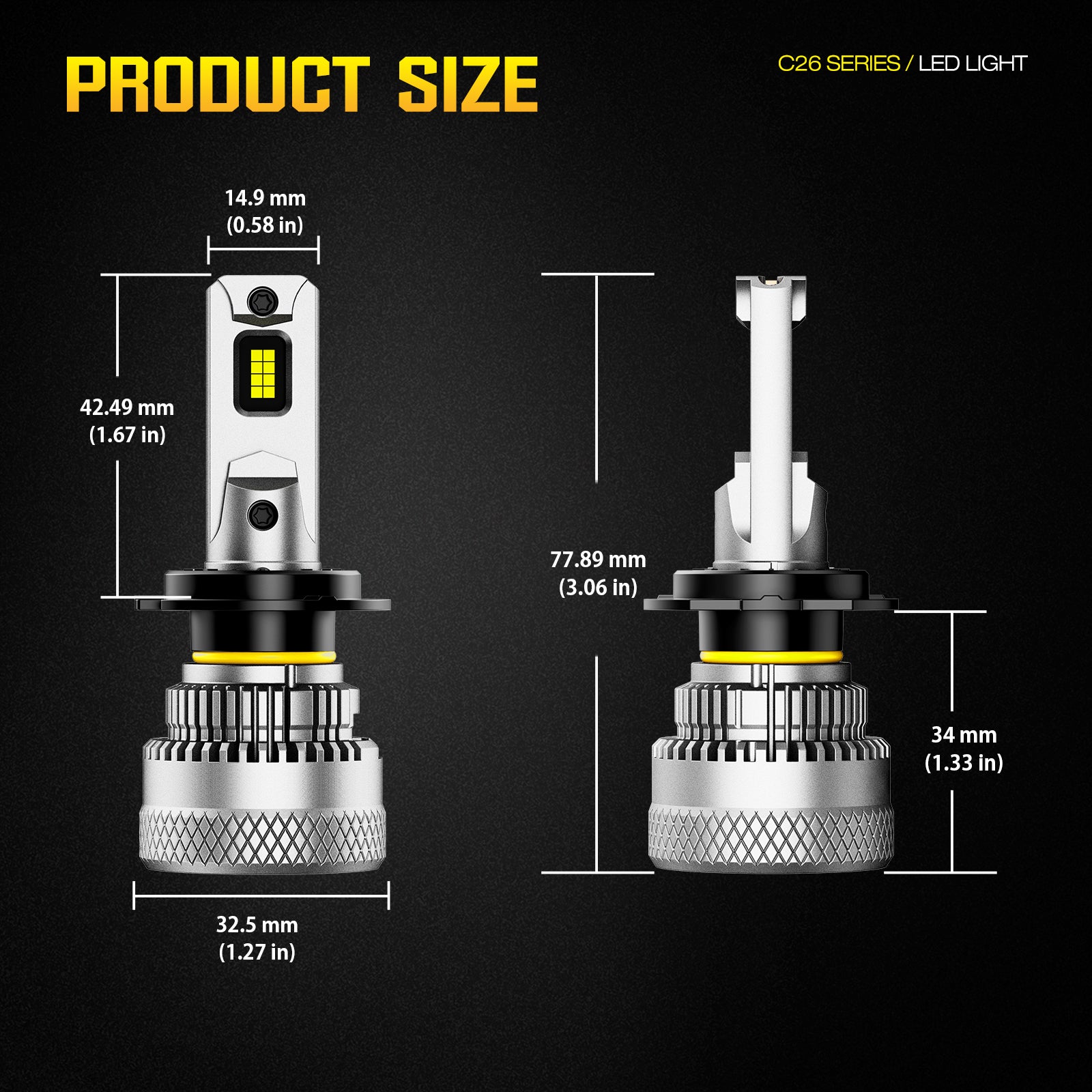 NOEIFEVO H7 Auto Scheinwerferlampe, 40.000 Lumen, 200W, 6500K Weiß, IP68 Wasserdicht, 100.000 Stunden Lebensdauer, Abblend- und Fernlicht