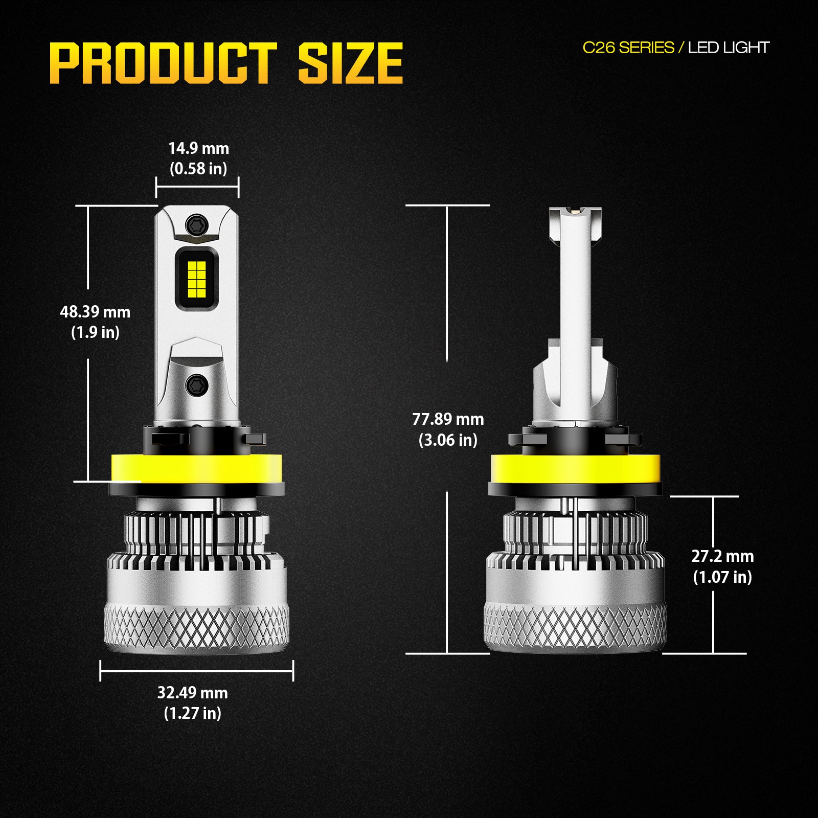 NOEIFEVO H11 Auto Scheinwerferlampe, 40.000 Lumen, 200W, 6500K Biela, IP68 Vodotesná, 100.000 hodín životnosti, Dlhé a krátke svetlo