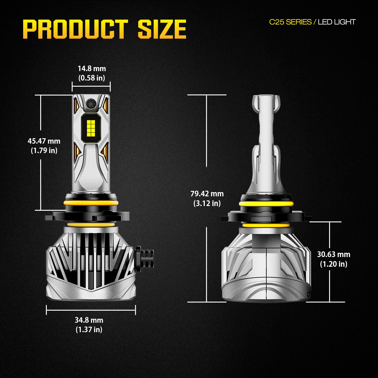 NOEIFEVO 9005 9006 9012 Auto Forlygter, 30.000 Lumen, 130W, 6500K Hvid, IP68 Vandtæt, 100.000 Timer Levetid, Nærlys og Fjernlys