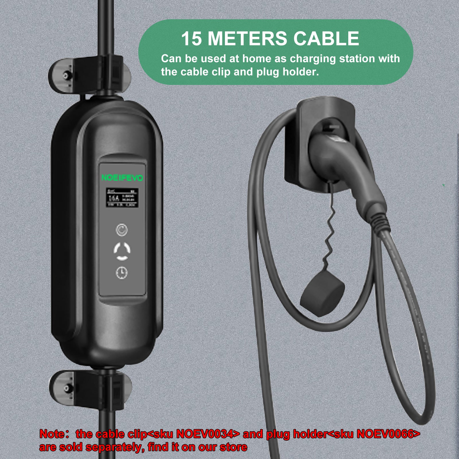 Noeifevo 15meters Mobile EV latauskaapeli , 3.7KW 16A Kannettava tyyppi 2 tyyppi 1 EV laturi Schuko kanssa