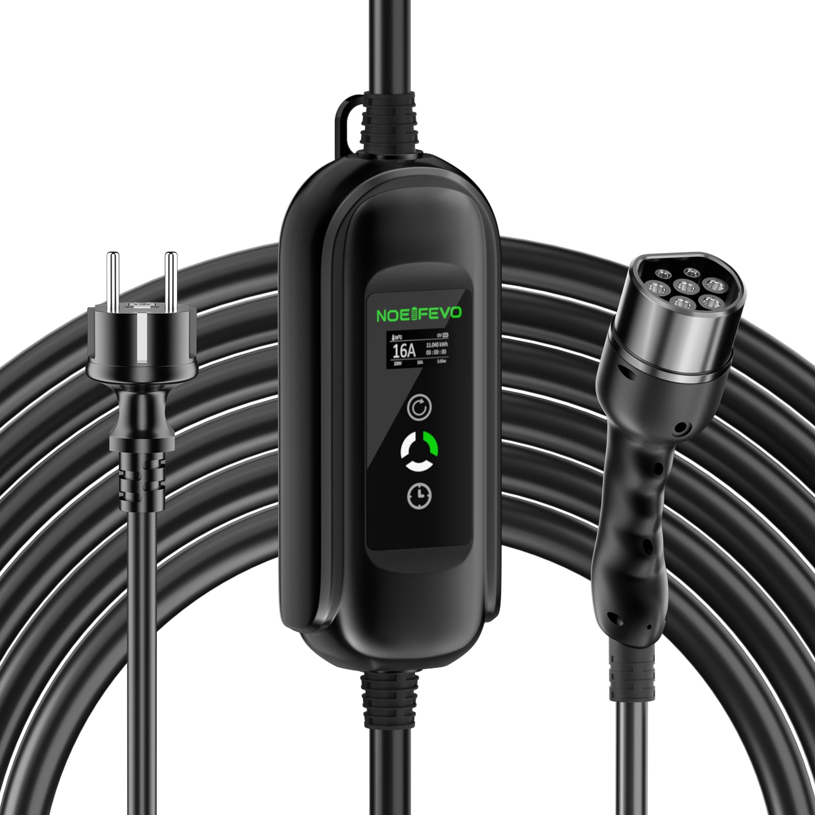 Noeifevo Tragbares Typ 2/Typ 1 3.6KW 16A EV-Ladegerät, 5m/10m/15m mobiles EV-Ladekabel mit Schuko